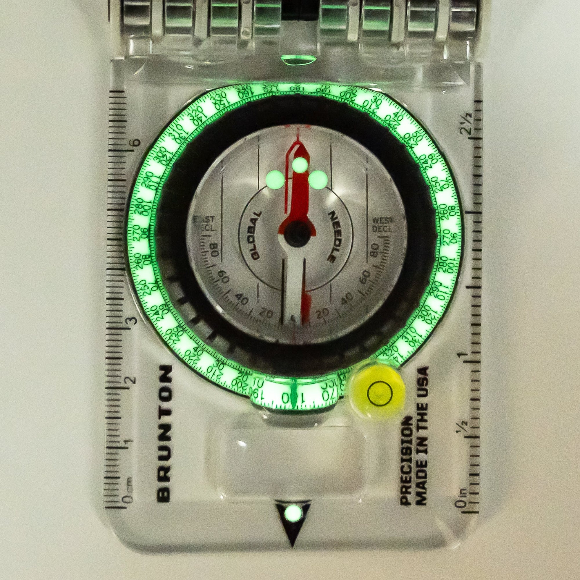 Brunton TruArc™ 20 Degrees/Mils Glow Compass with Clinometer Glow Dial