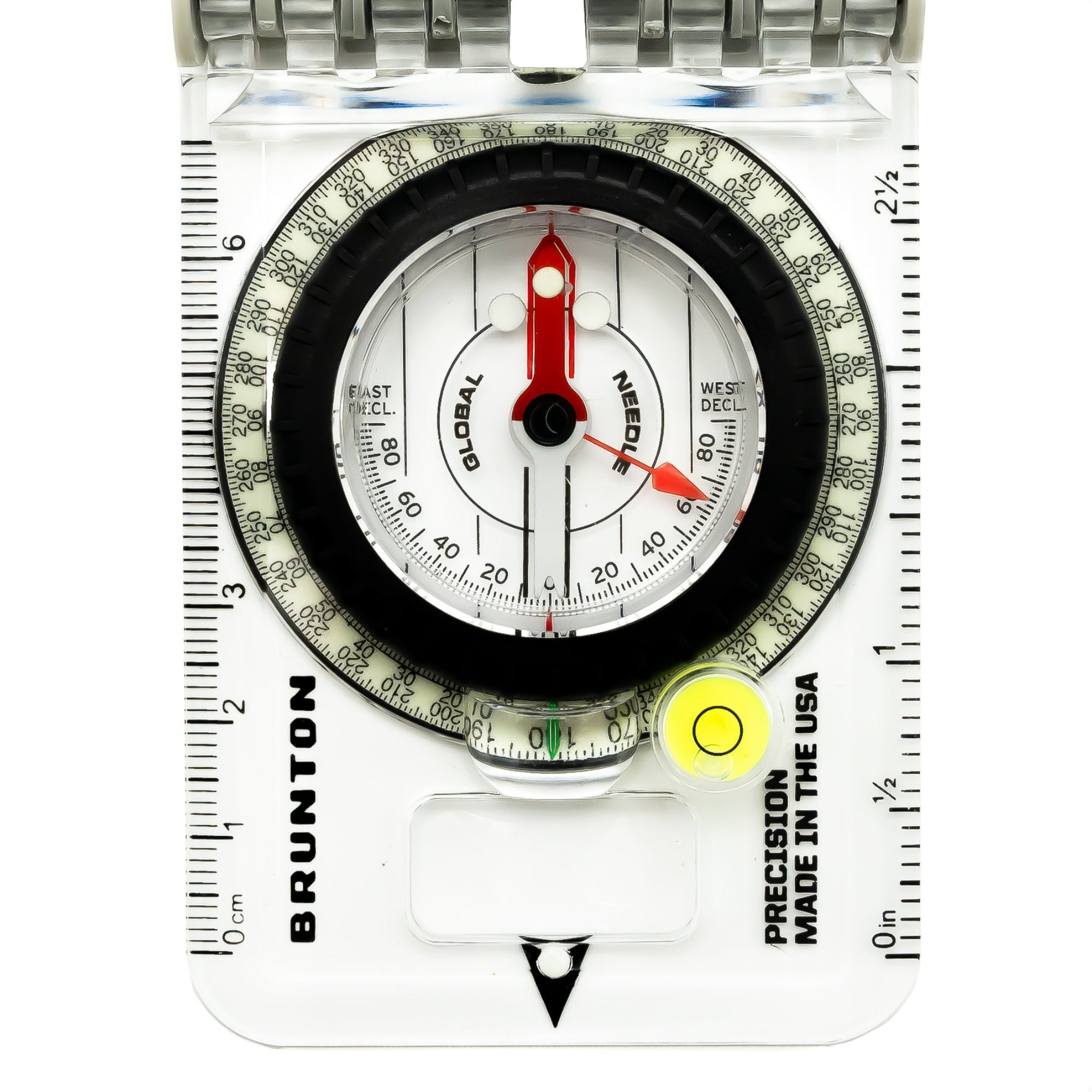 Brunton TruArc™ 20 Degrees/Mils Glow Compass with Clinometer Dial Close Up