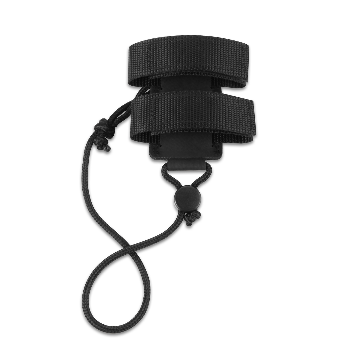 Black tether with a straps on a white background