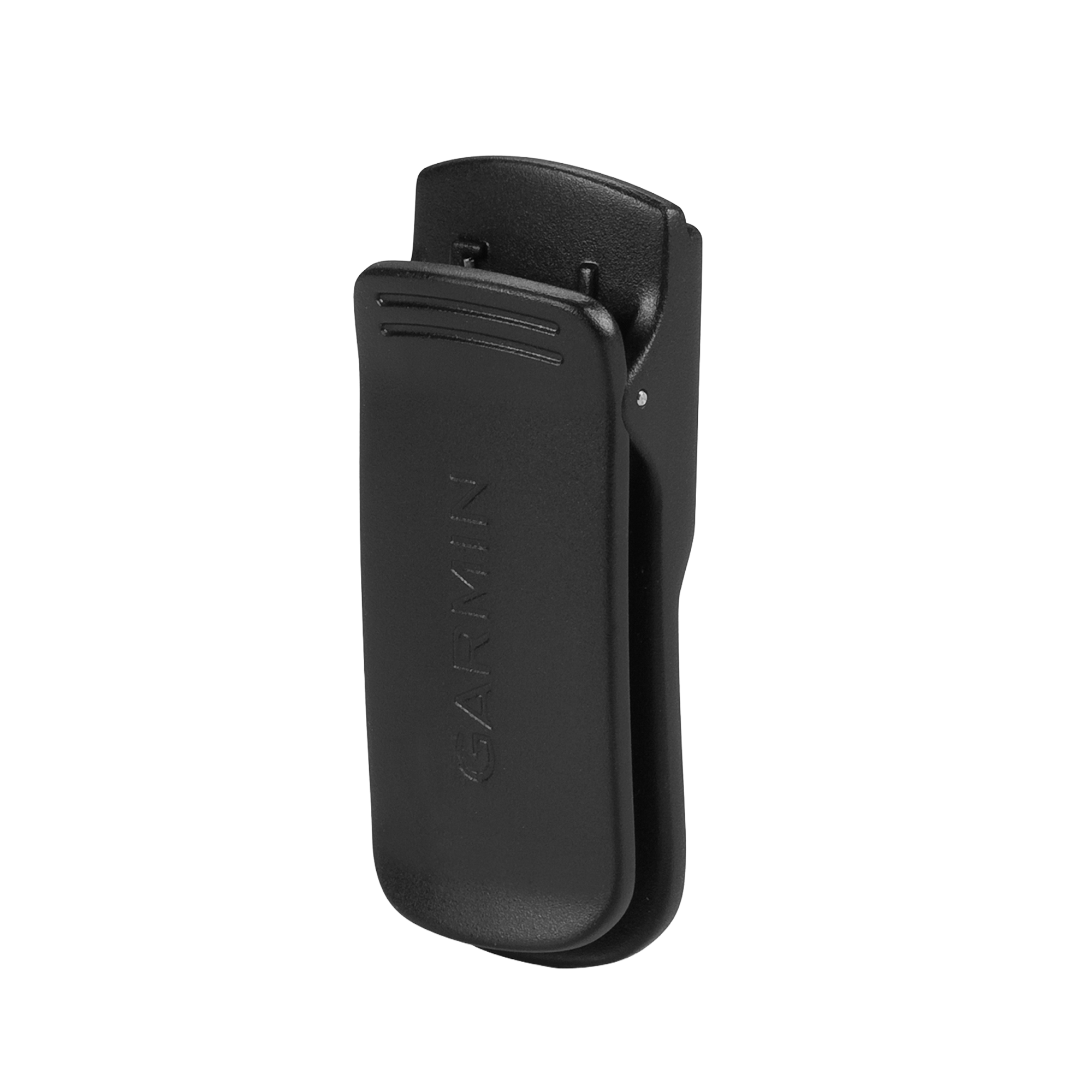 A black Garmin clip-on device