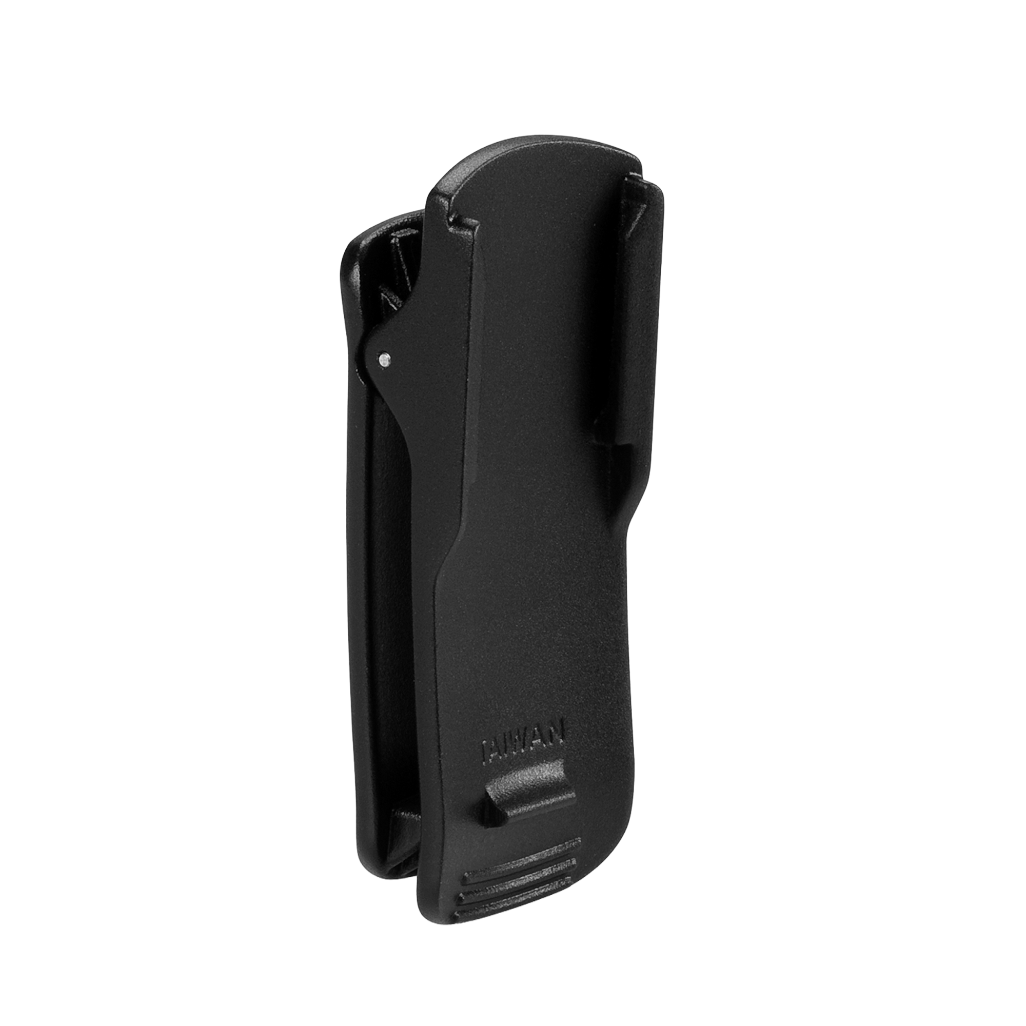 A black plastic belt clip holster for Garmin GPS device