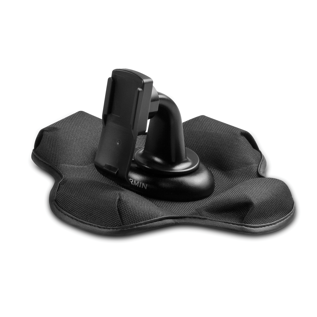 Black GPS device friction mount on a white background