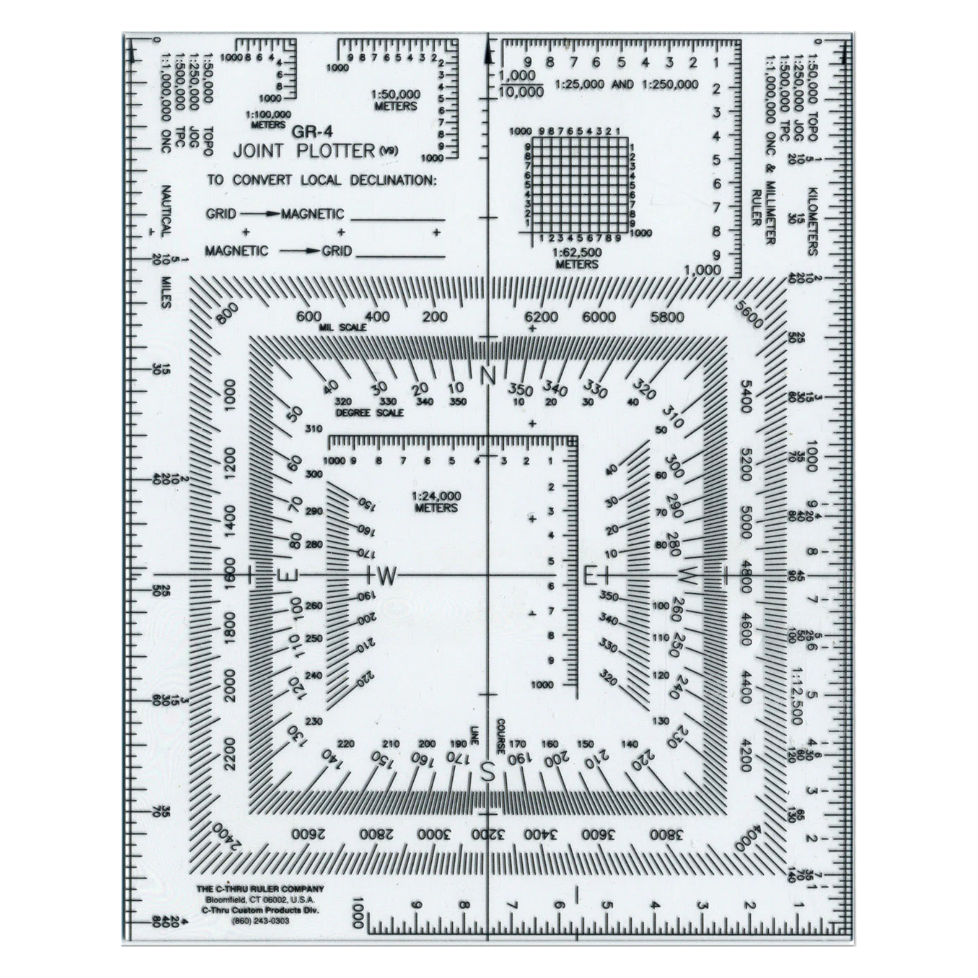 Large ruler with grid and measurement markings on a white background