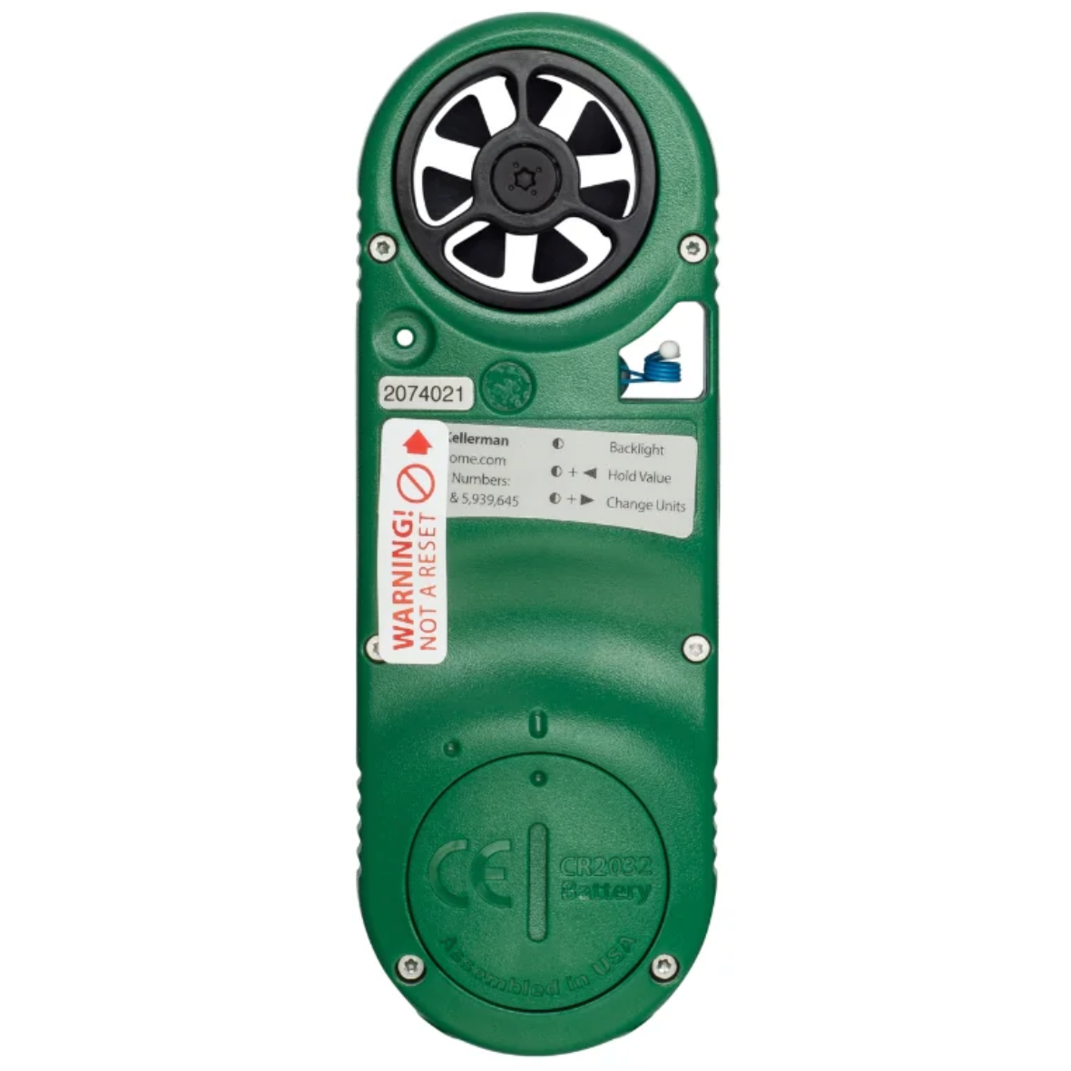 Kestrel 2000 Pocket Wind and Temperature Meter - Rear View