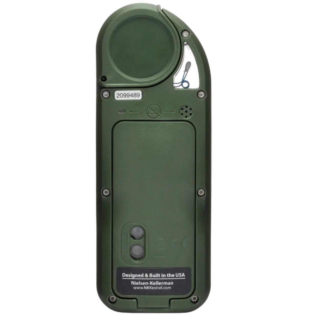 Kestrel 5500 Pocket Weather Station with Compass Olive Rear VIew
