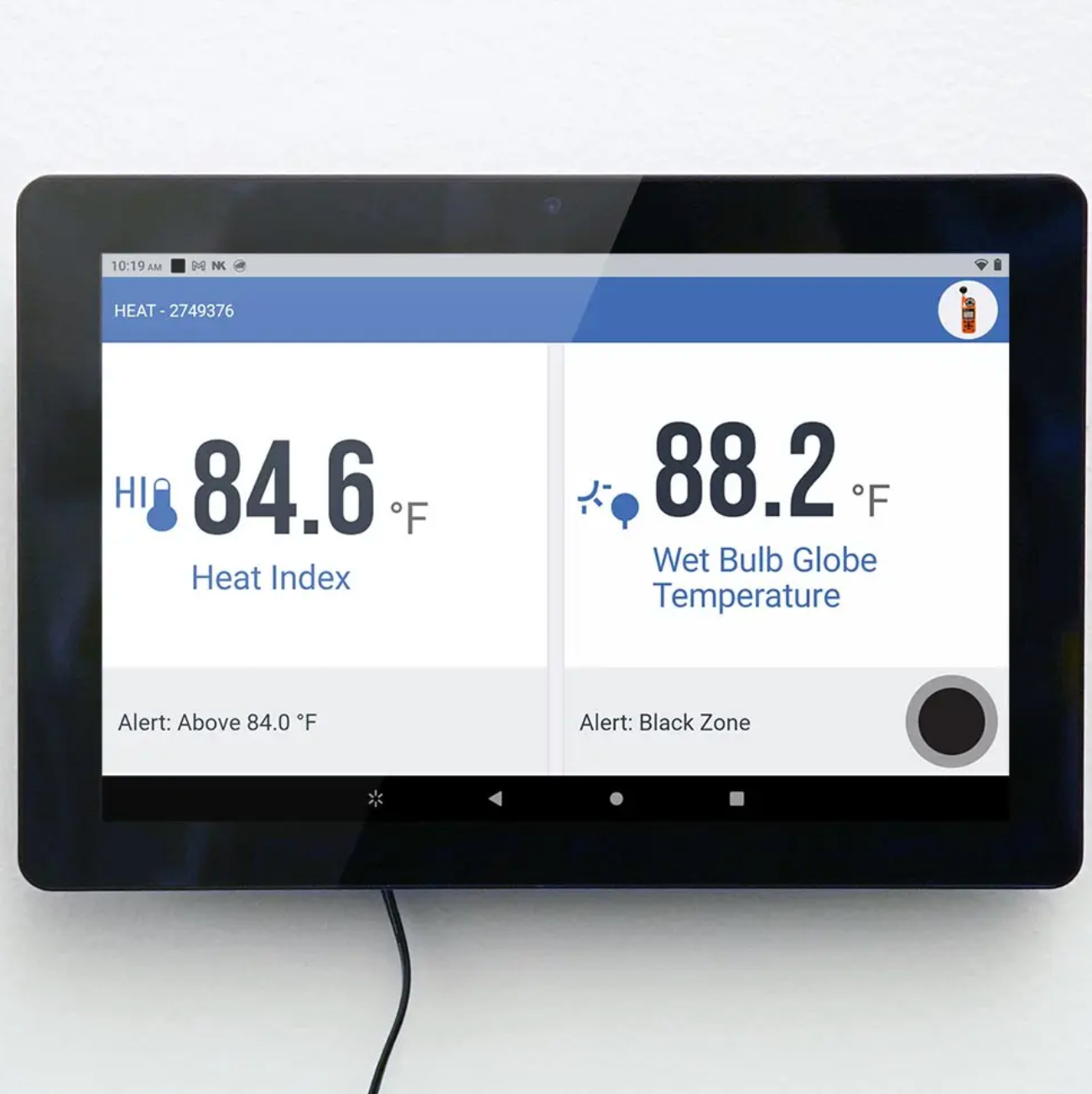 Kestrel Heat Stress Monitoring System Display