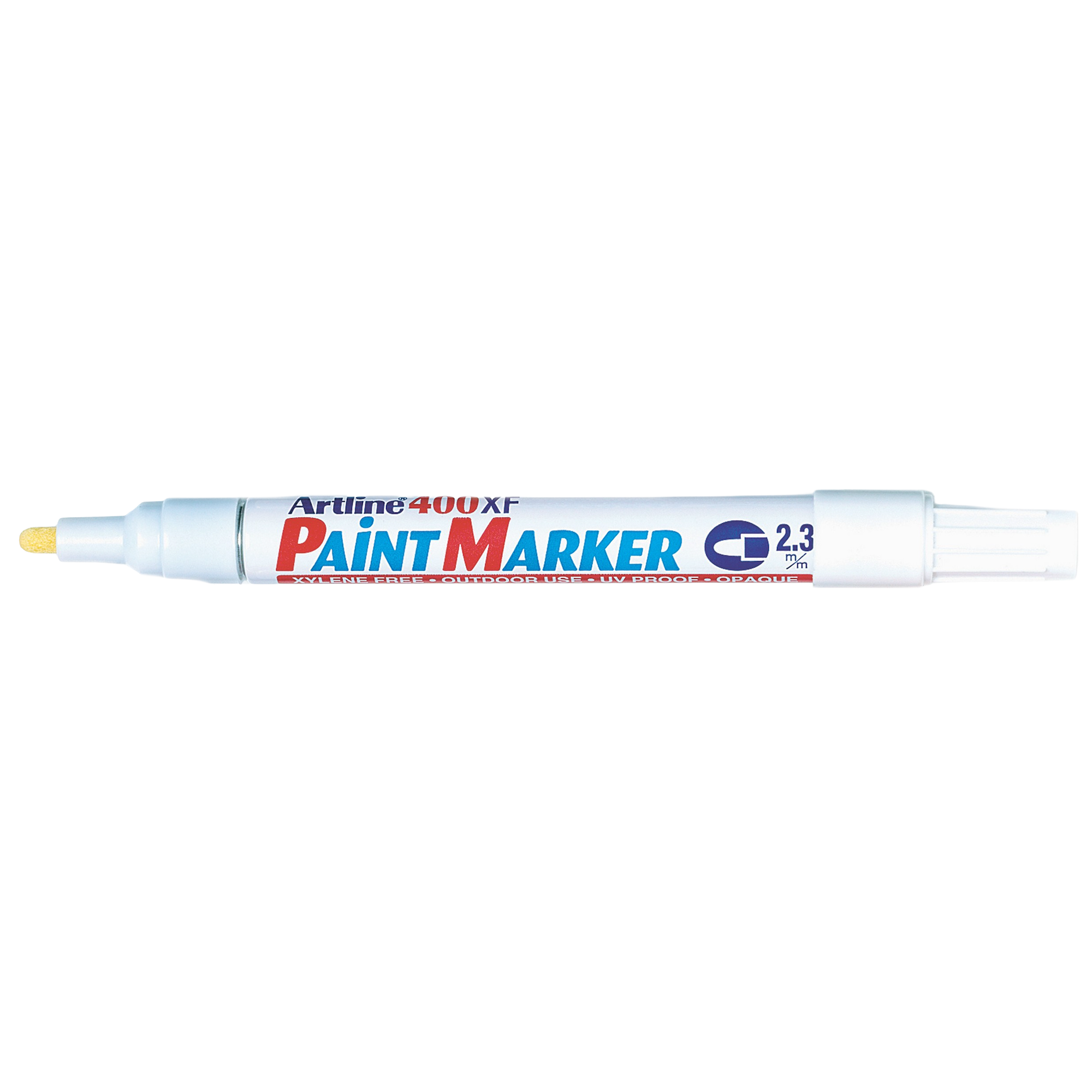 White paint marker with Artline brand name on a white background