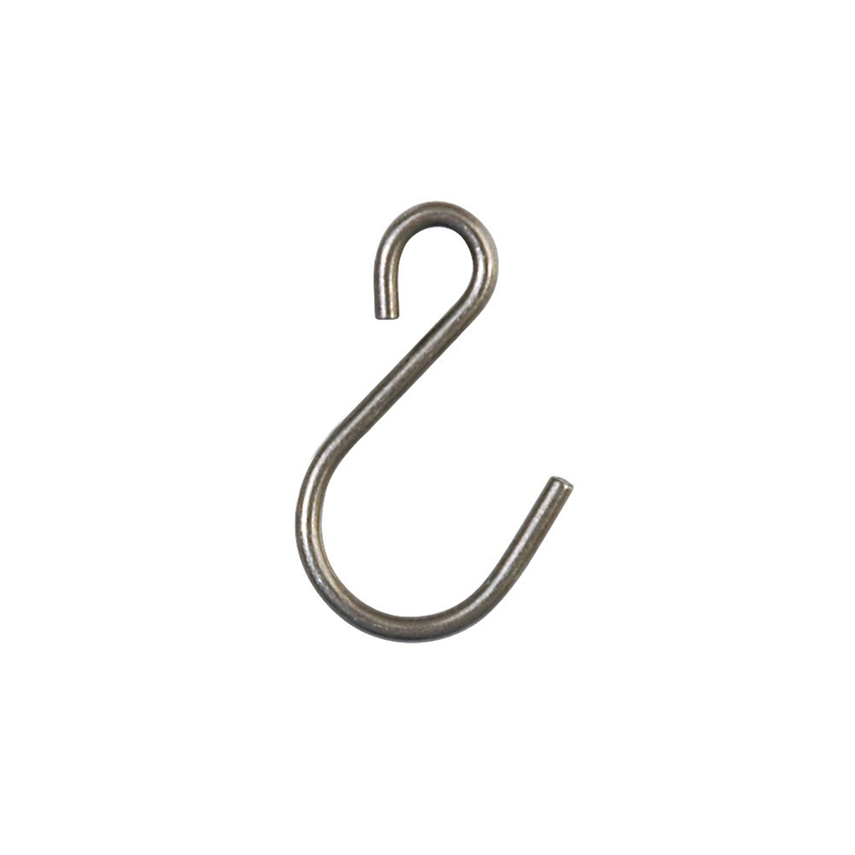 A single metal S-hook hook with a brushed silver finish