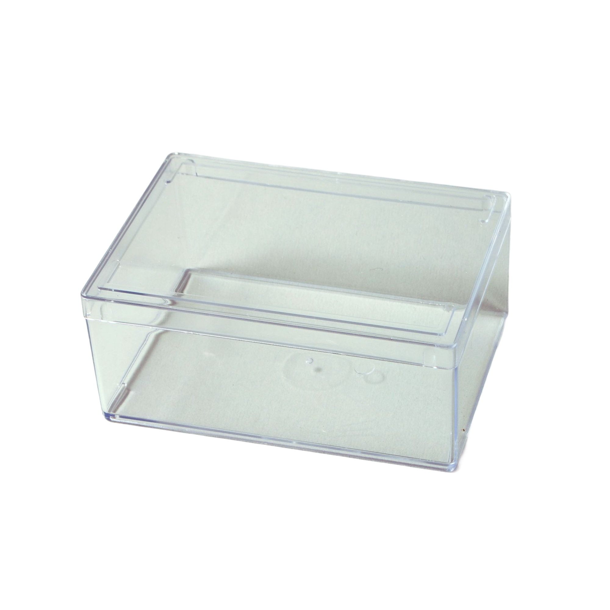 Clear plastic box on a white background