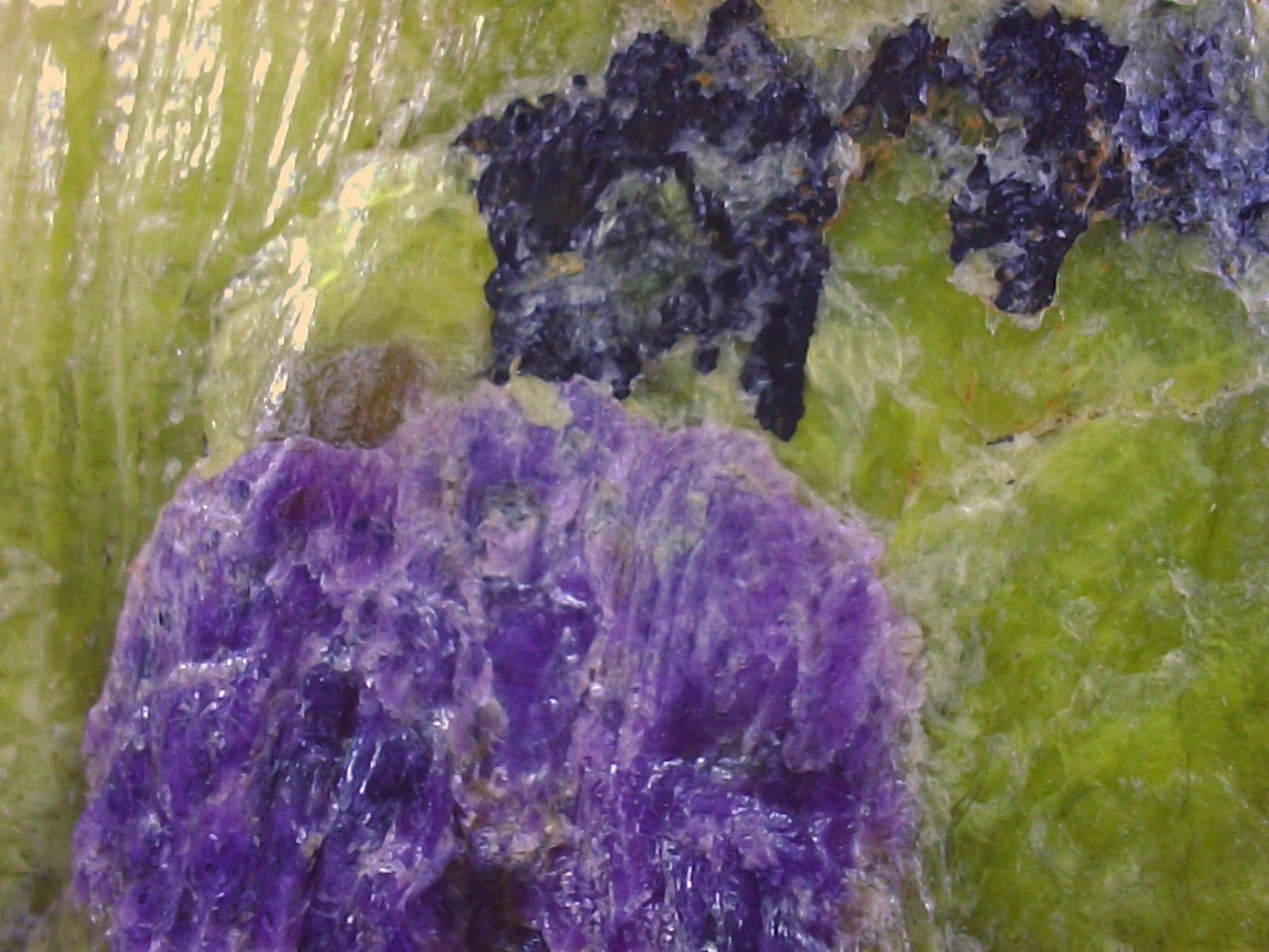 Close-up of a purpleand green mineral