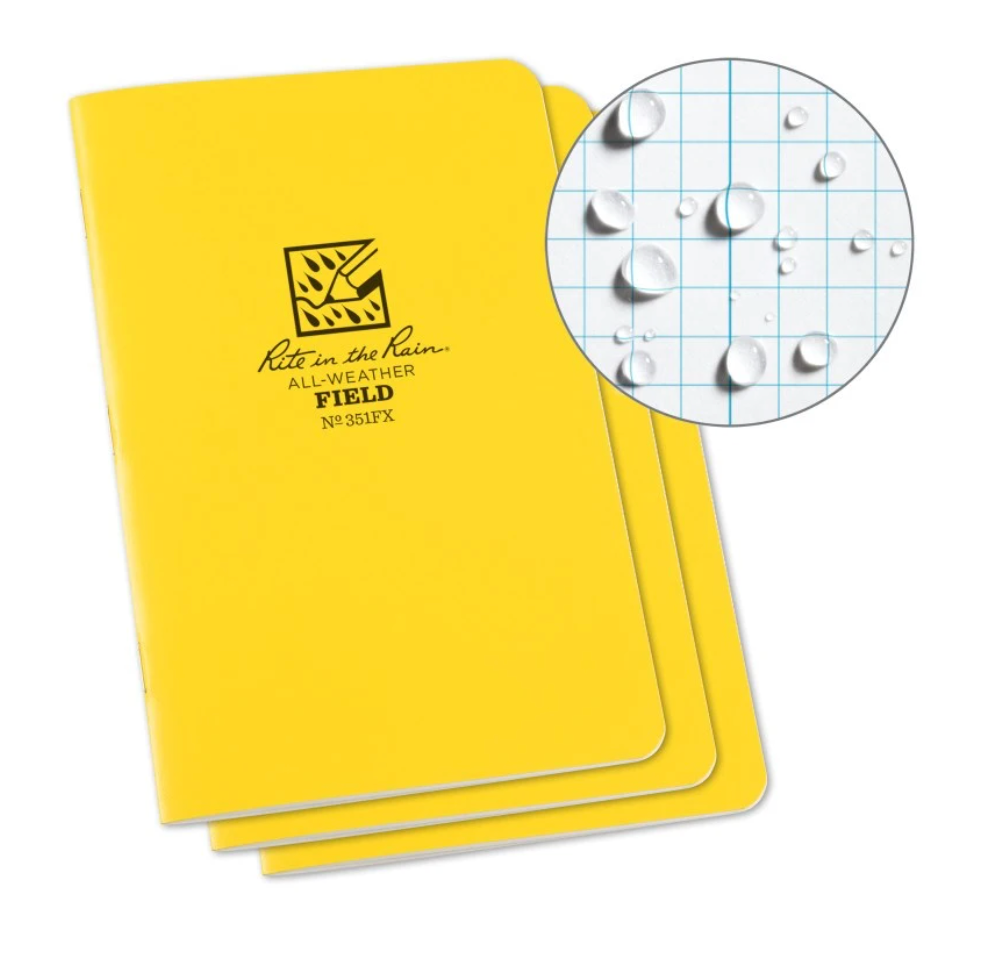 Rite in the Rain 351FX, All-weather Field Rite in the Rain Tagboard Notebook, 117mm x 177mm, pack of 3 books