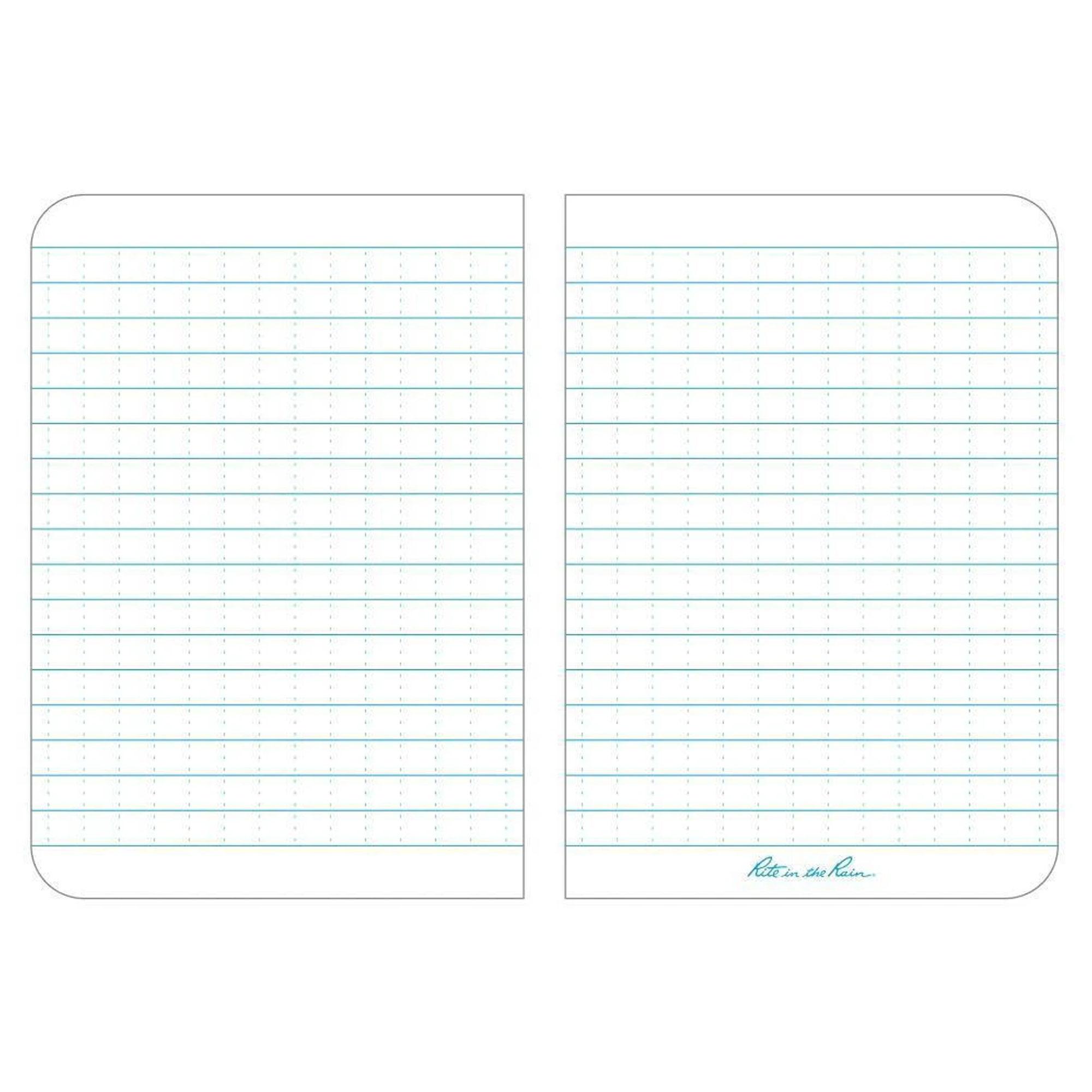 Two white ruled writing paper sheets with light blue grid lines, shown side by side on a white background.