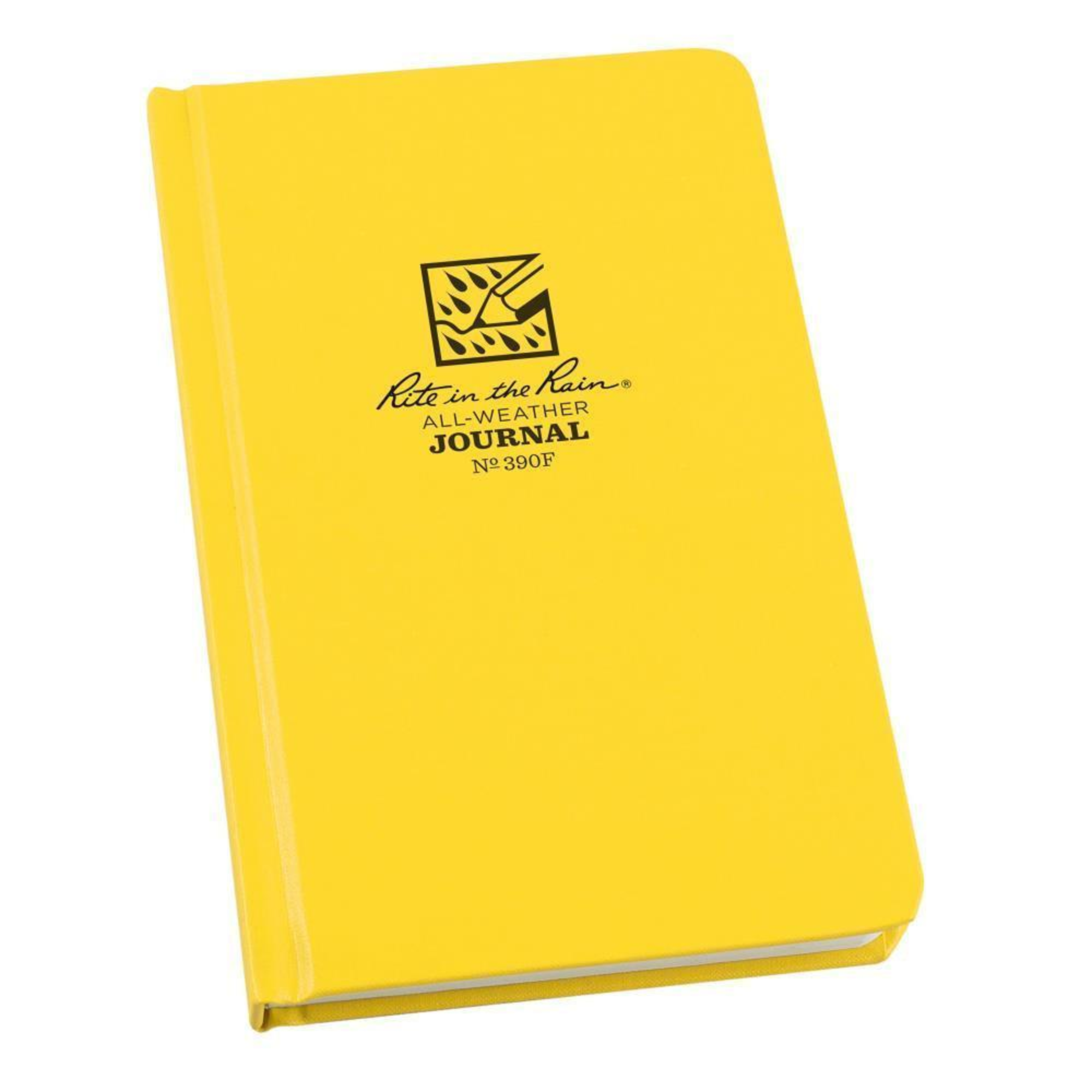 Yellow hardcover notebook with Rite in the Rain logo