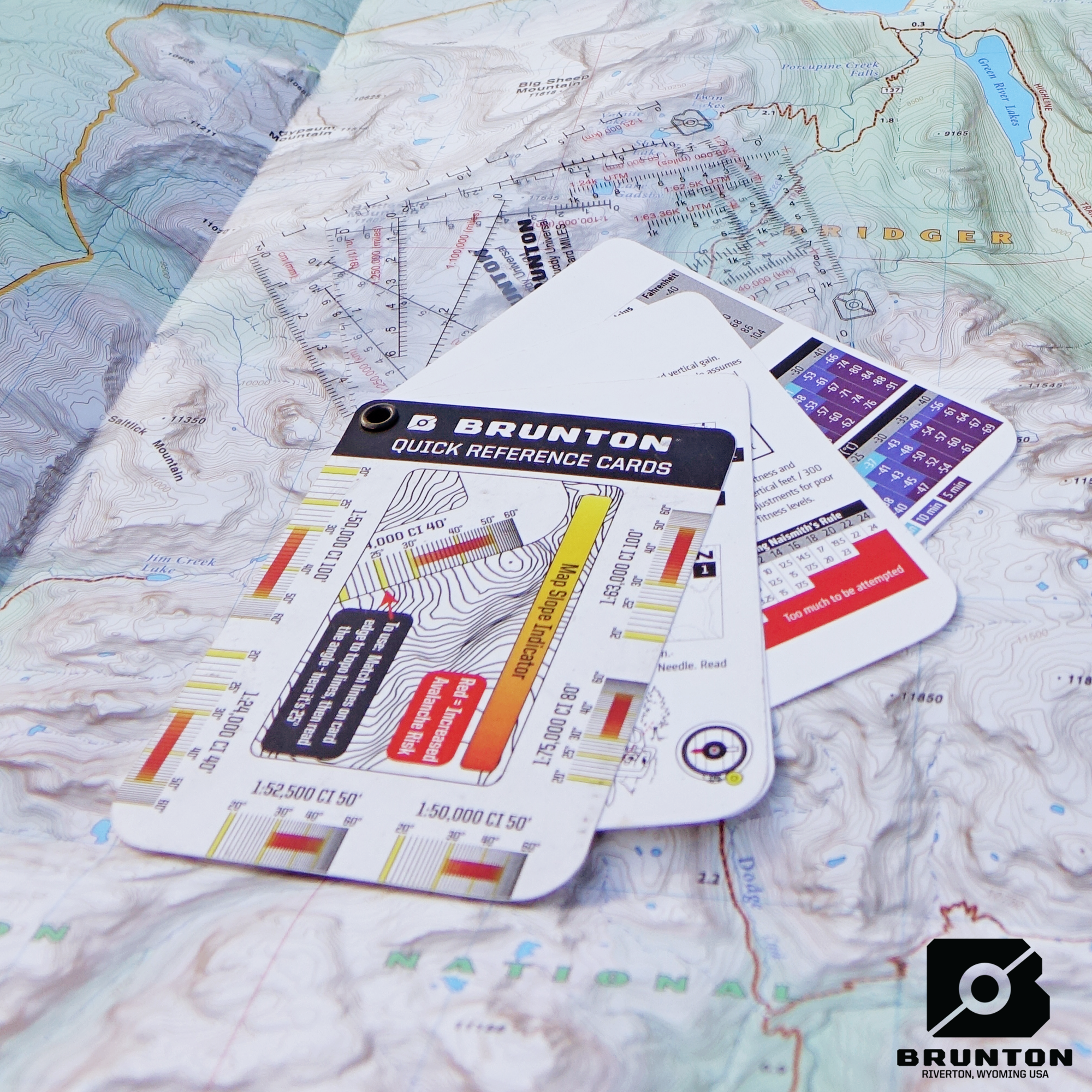 Brunton Quick Refernce Card Set on map