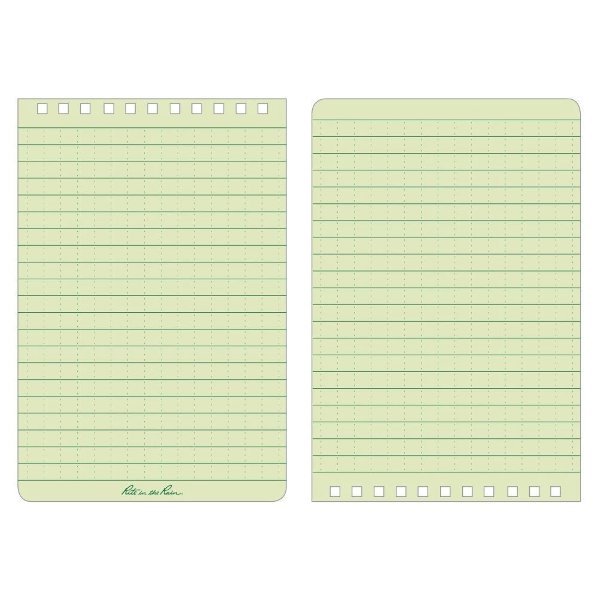 Lined graph green all weather paper on a white background.