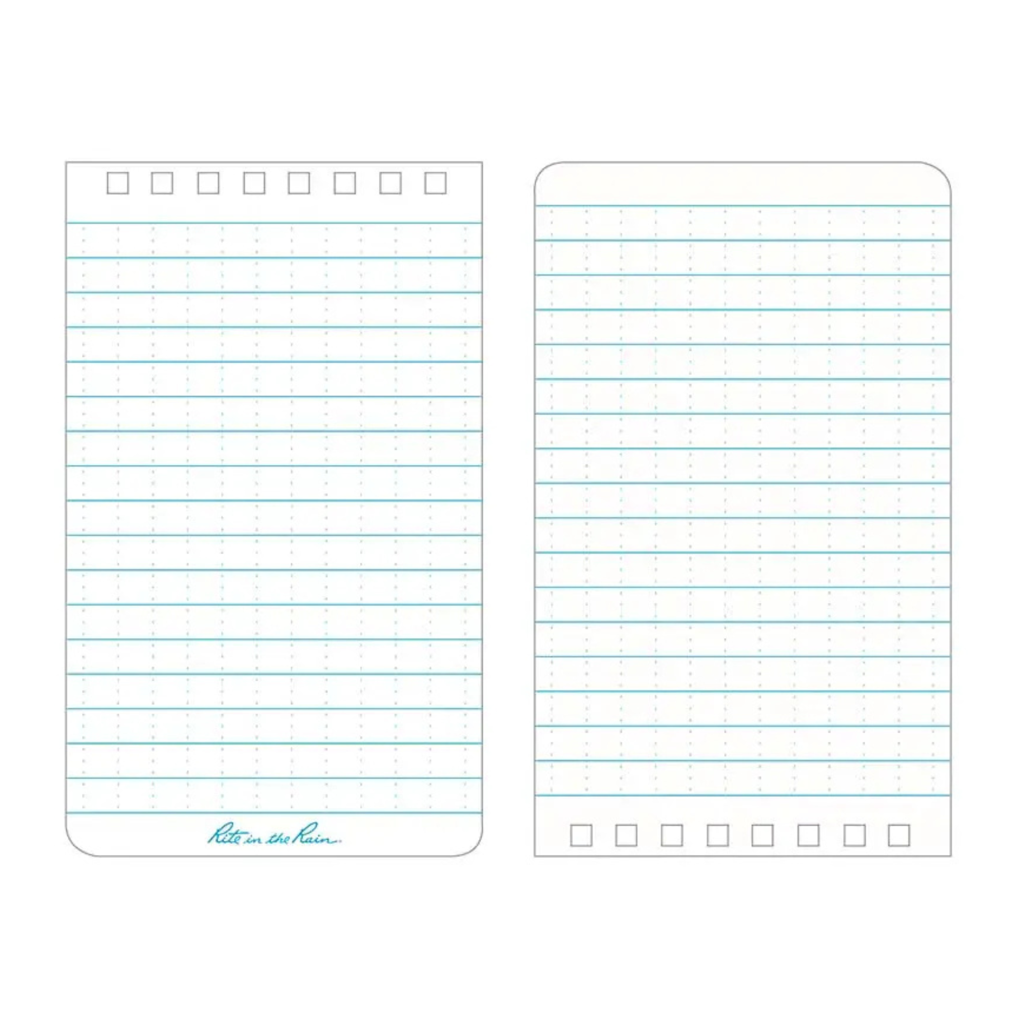 Two sheets of lined paper with a grid pattern on a white background