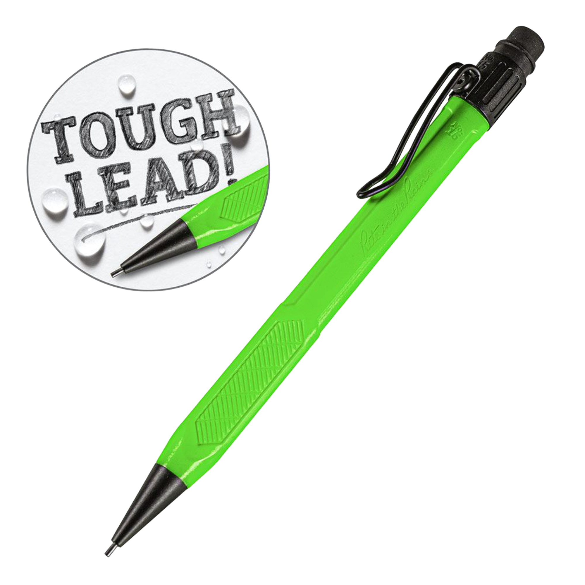Green mechanical pencil on a white background