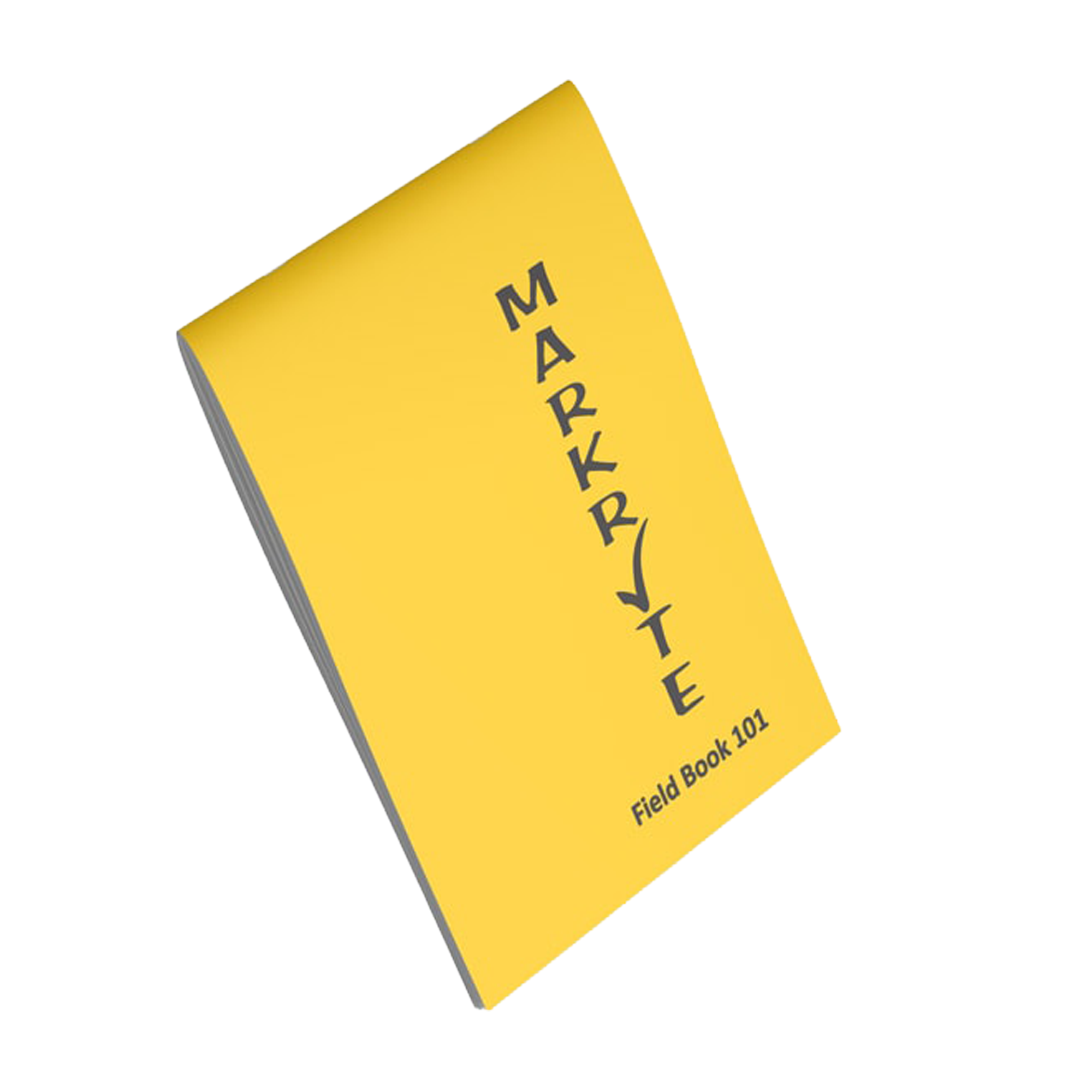 Yellow notebook with 'Markrite' branding on a white background
