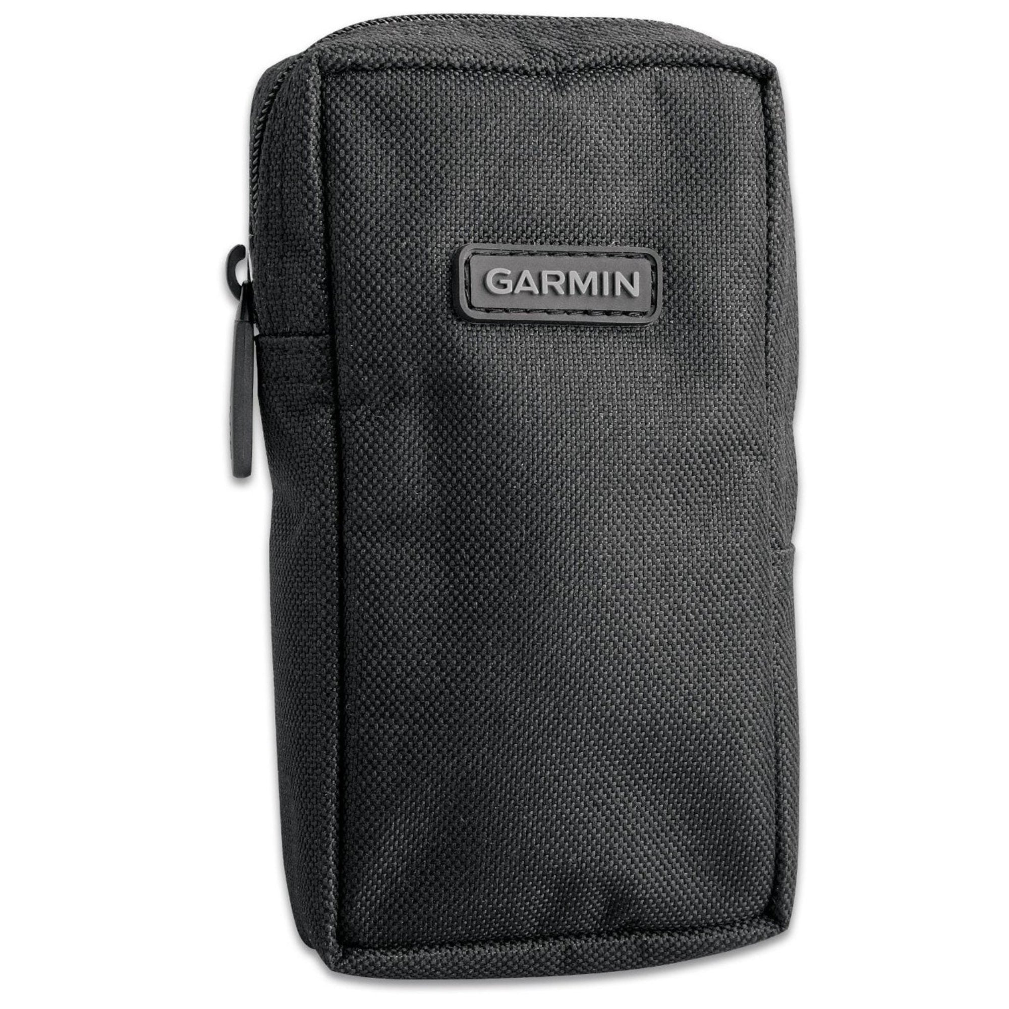 Black nylon Garmin Cary Case with a zippered opening designed to protect handheld GPS devices.