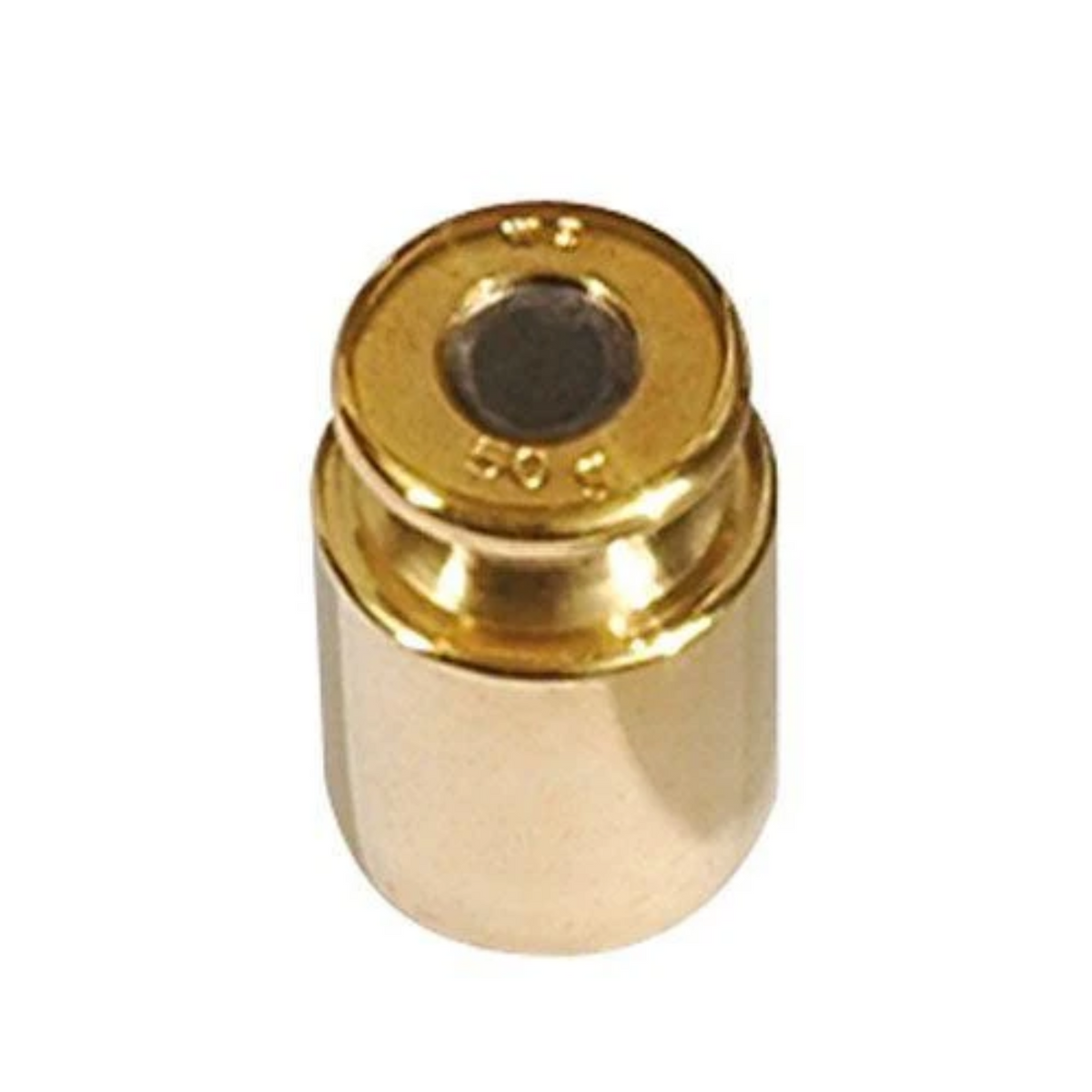A gold-colored, cylindrical knob-type test