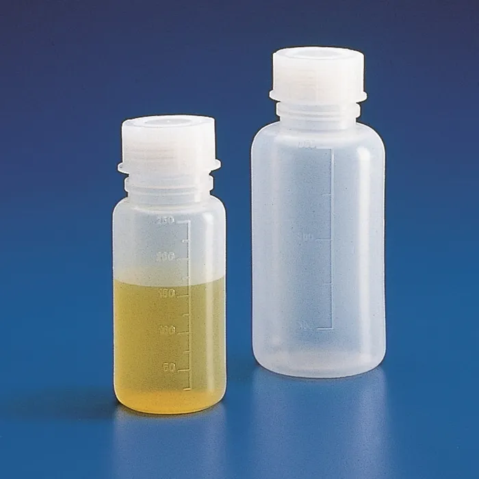 Kartell, 250 ml, Weithalsflasche mit Graduierung und Deckel, Karton mit 50 Stück (PE)