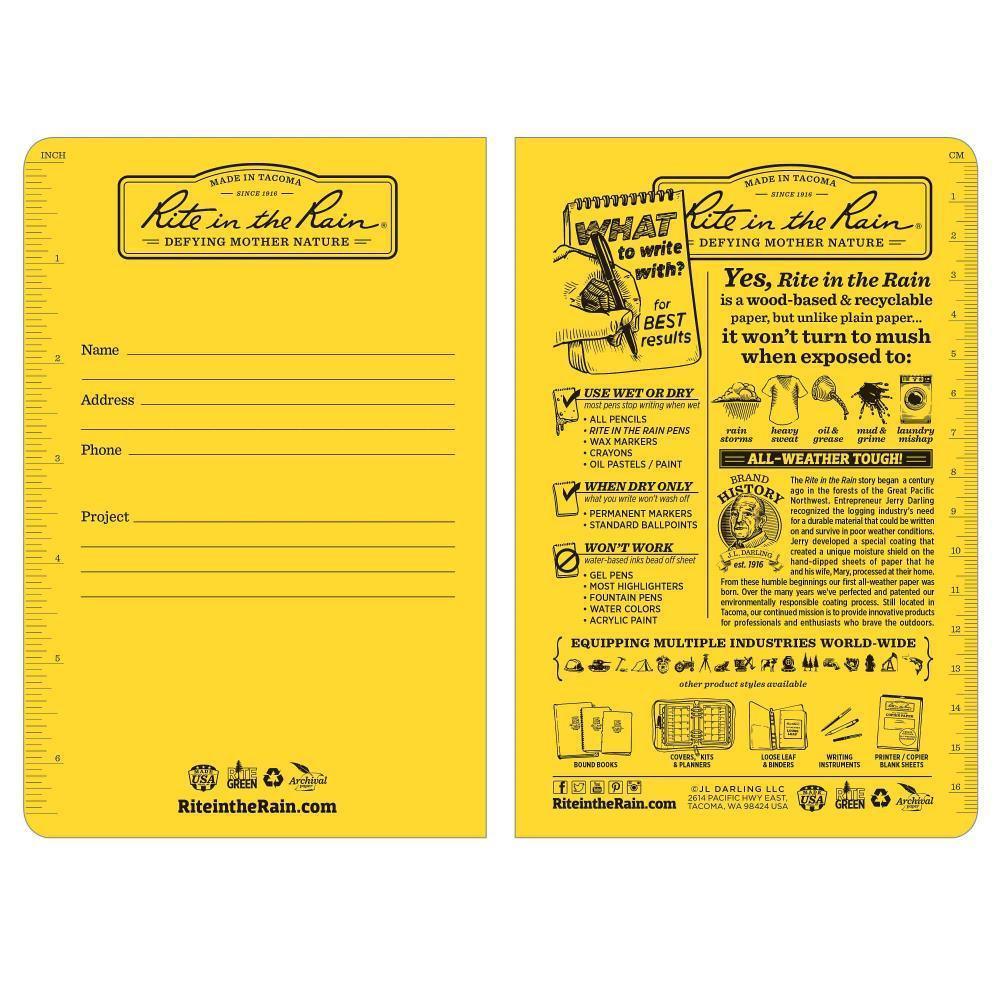 Rite in the Rain 361FX, All Weather Metric Field Rite in the Rain Tagboard Notebook, 117mm x 177mm, pack of 3 books - prospectors.com.au