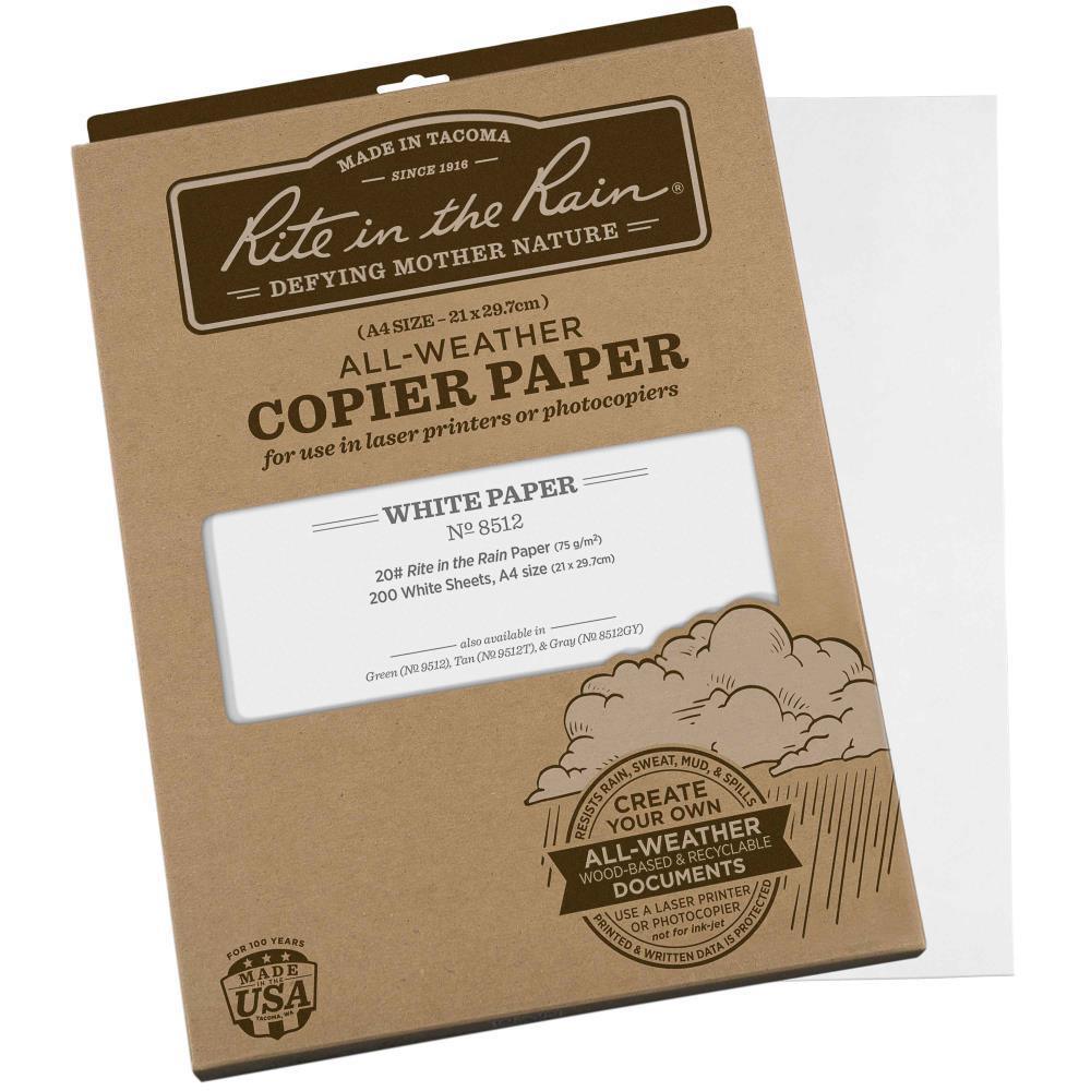 Rite in the Rain 8512, All Weather Copier Paper, 200 A4 Sheets, 210mm x 297mm - prospectors.com.au