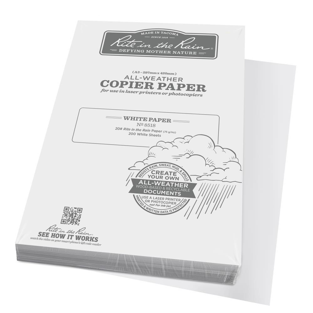 Rite in the Rain 8518, A3, All Weather Copier Paper, 200 Sheets, 297mm x 420mm - prospectors.com.au