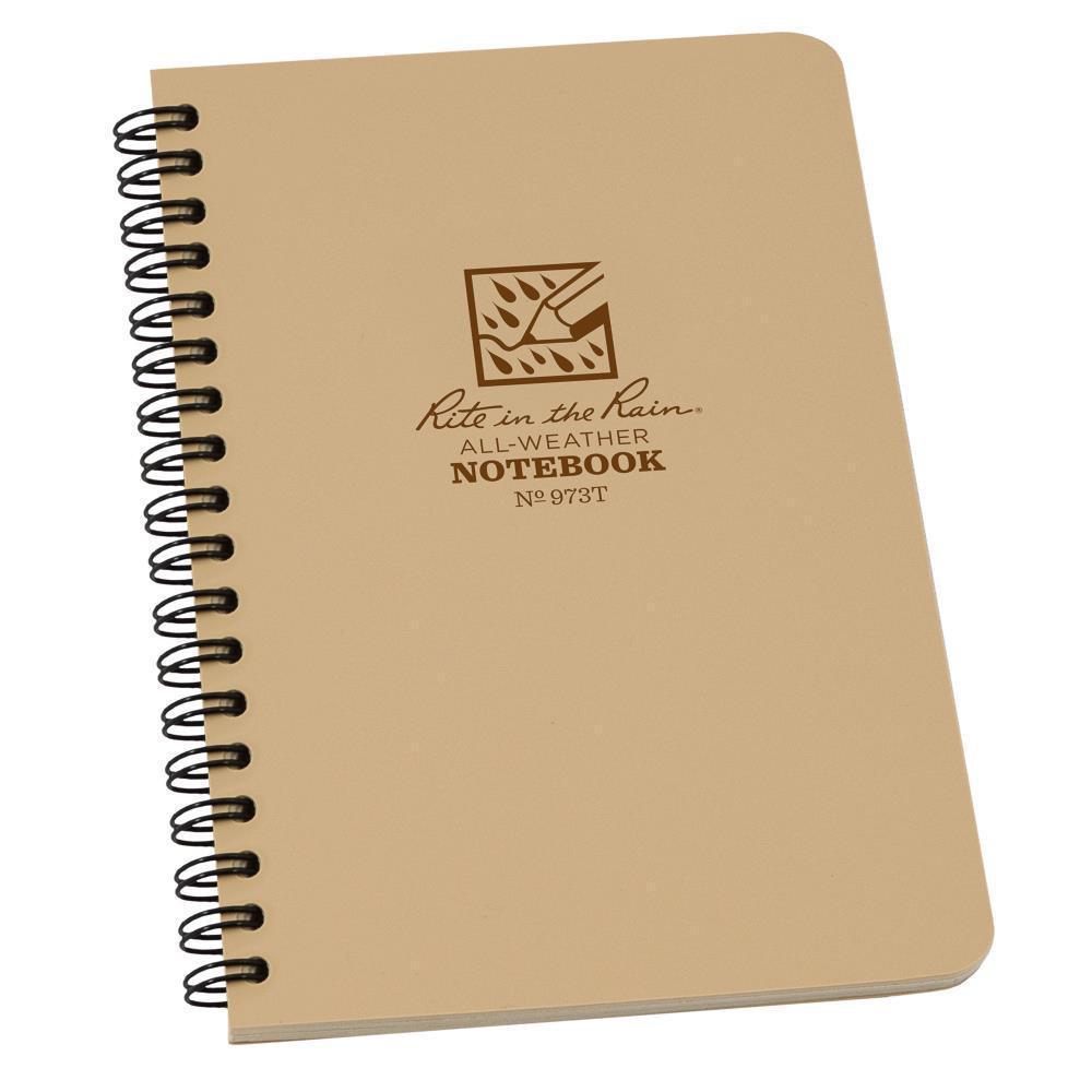 Rite in the Rain 973T, All Weather Tan Universal Polydura Notebook, 117mm x 177mm - prospectors.com.au