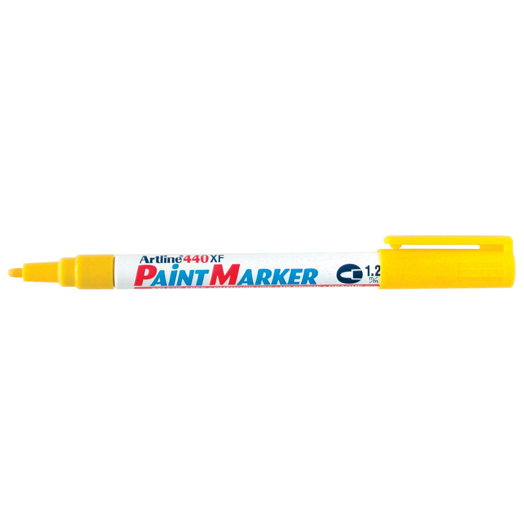 Artline 440 Paint Marker Yellow on a white background