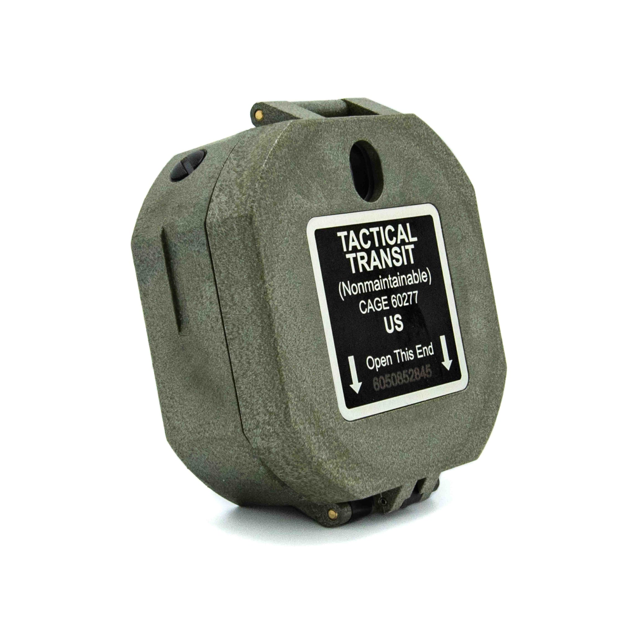 Tactical transit with a label on a white background