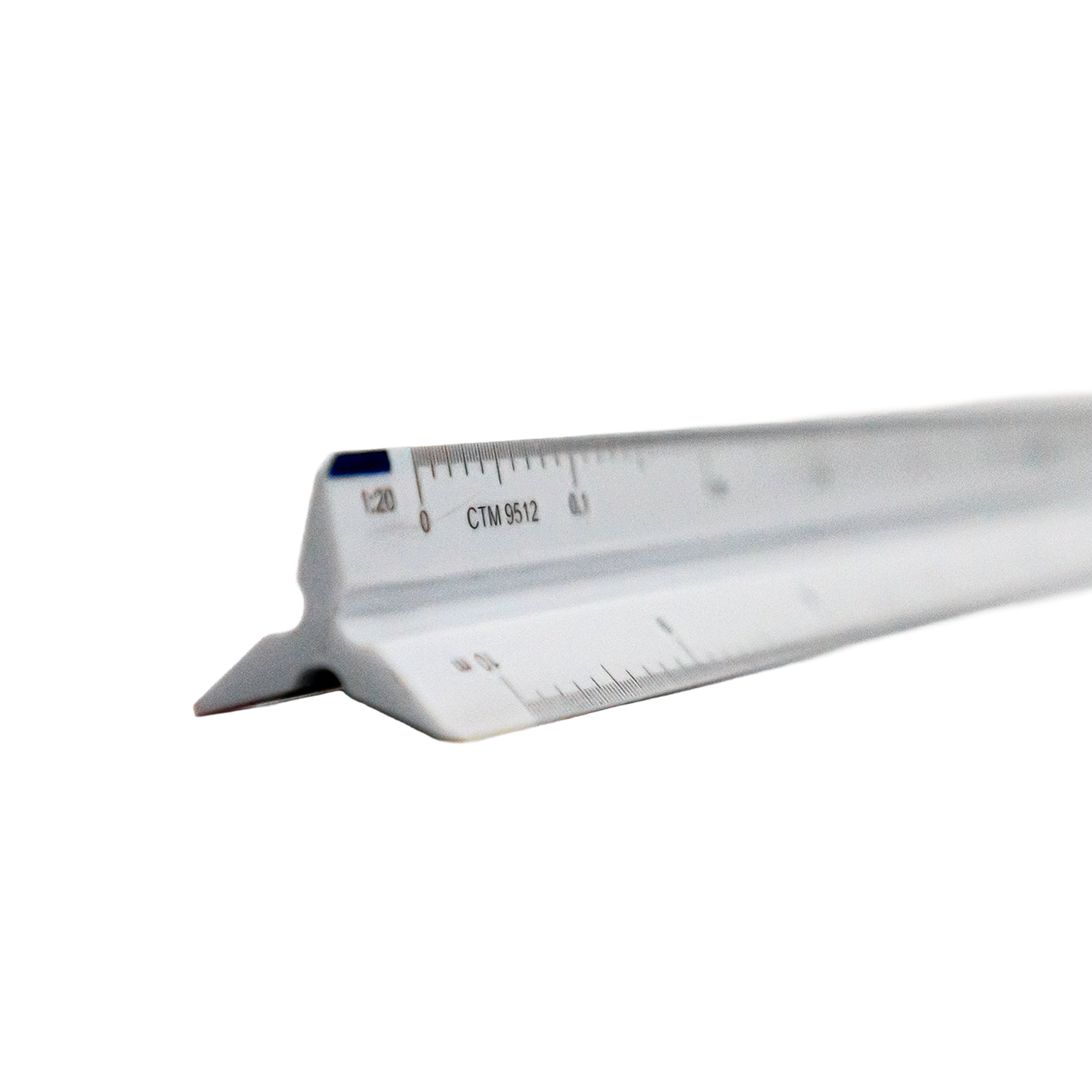 A white plastic ruler with printed measurement markings.