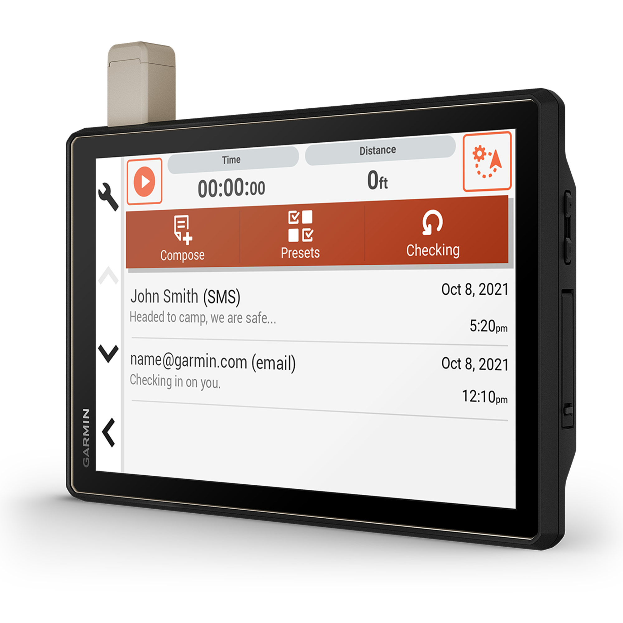 Garmin GPS device displaying a navigation interface