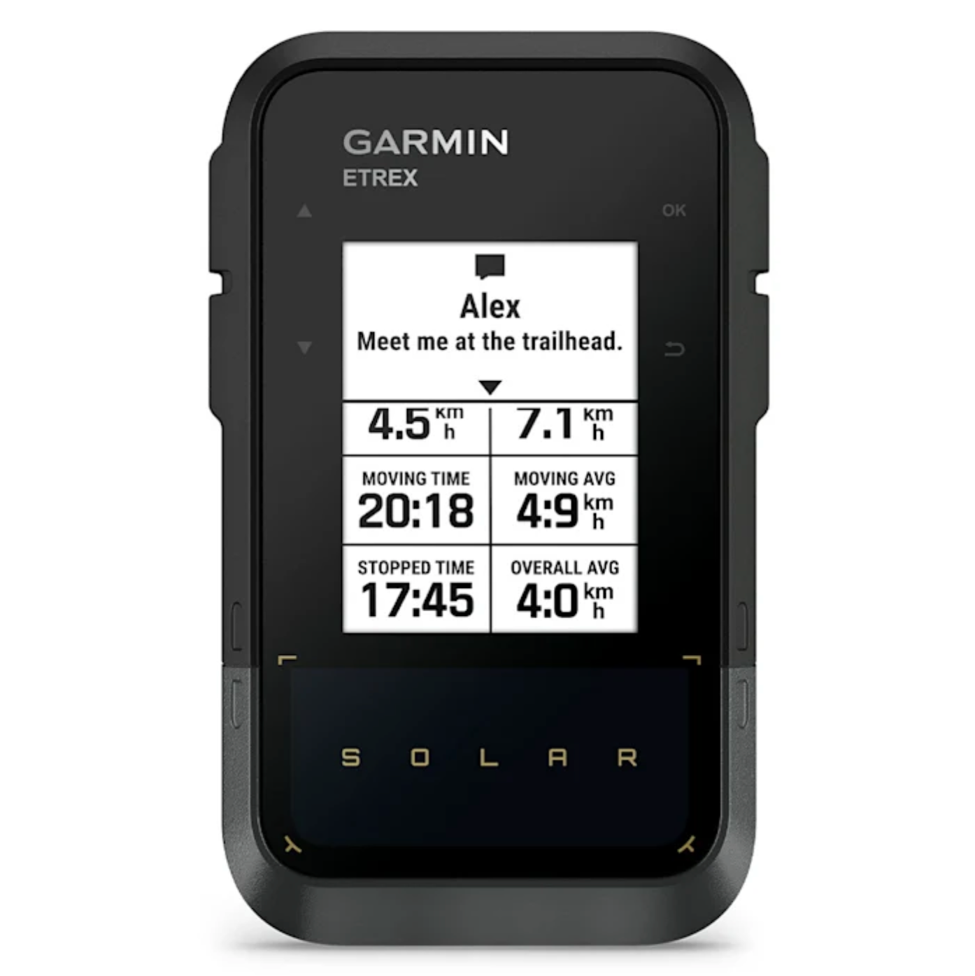 Garmin eTrex Solar Handheld Hiking GPS Message Screen