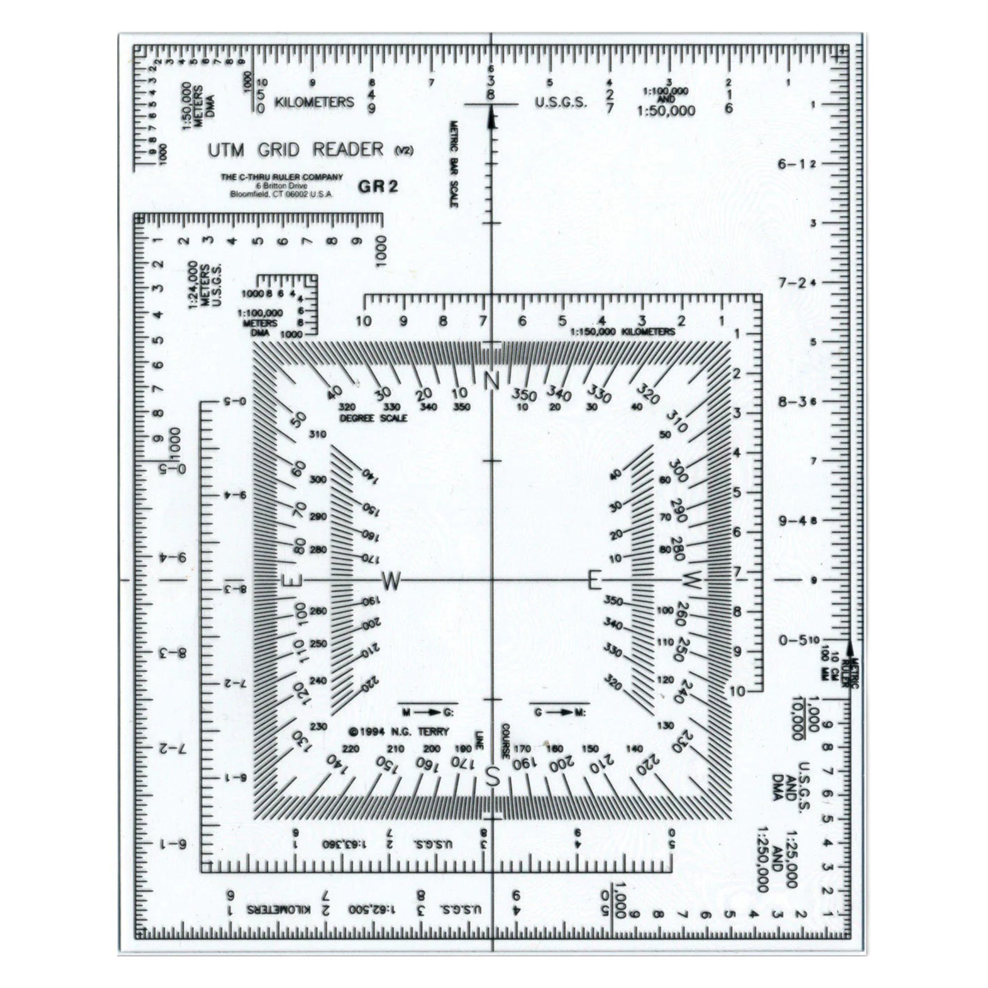 Grid reader with UTM coordinates on a white background