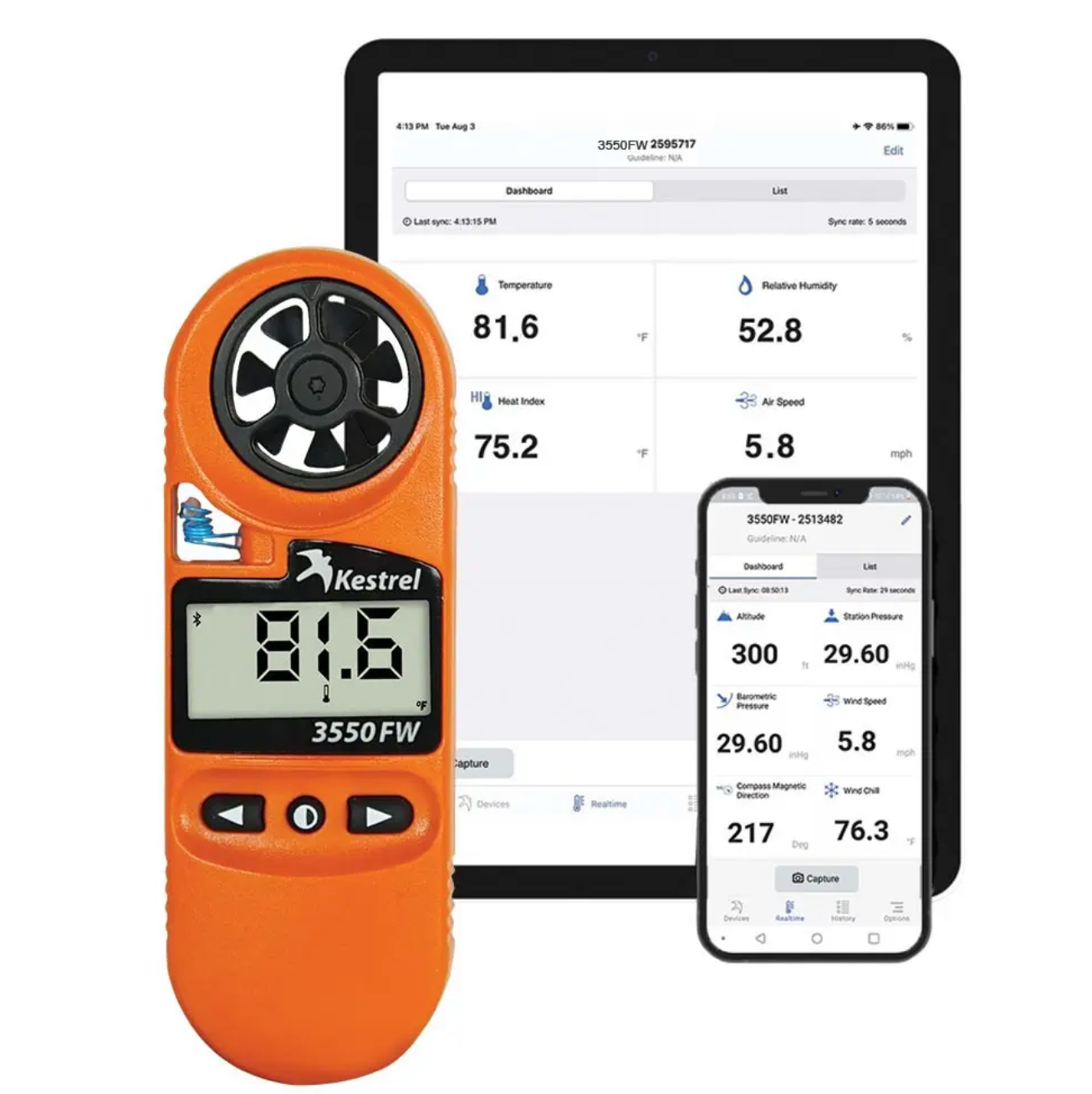 Kestrel 3550FW Fire Weather Meter Kestrel App