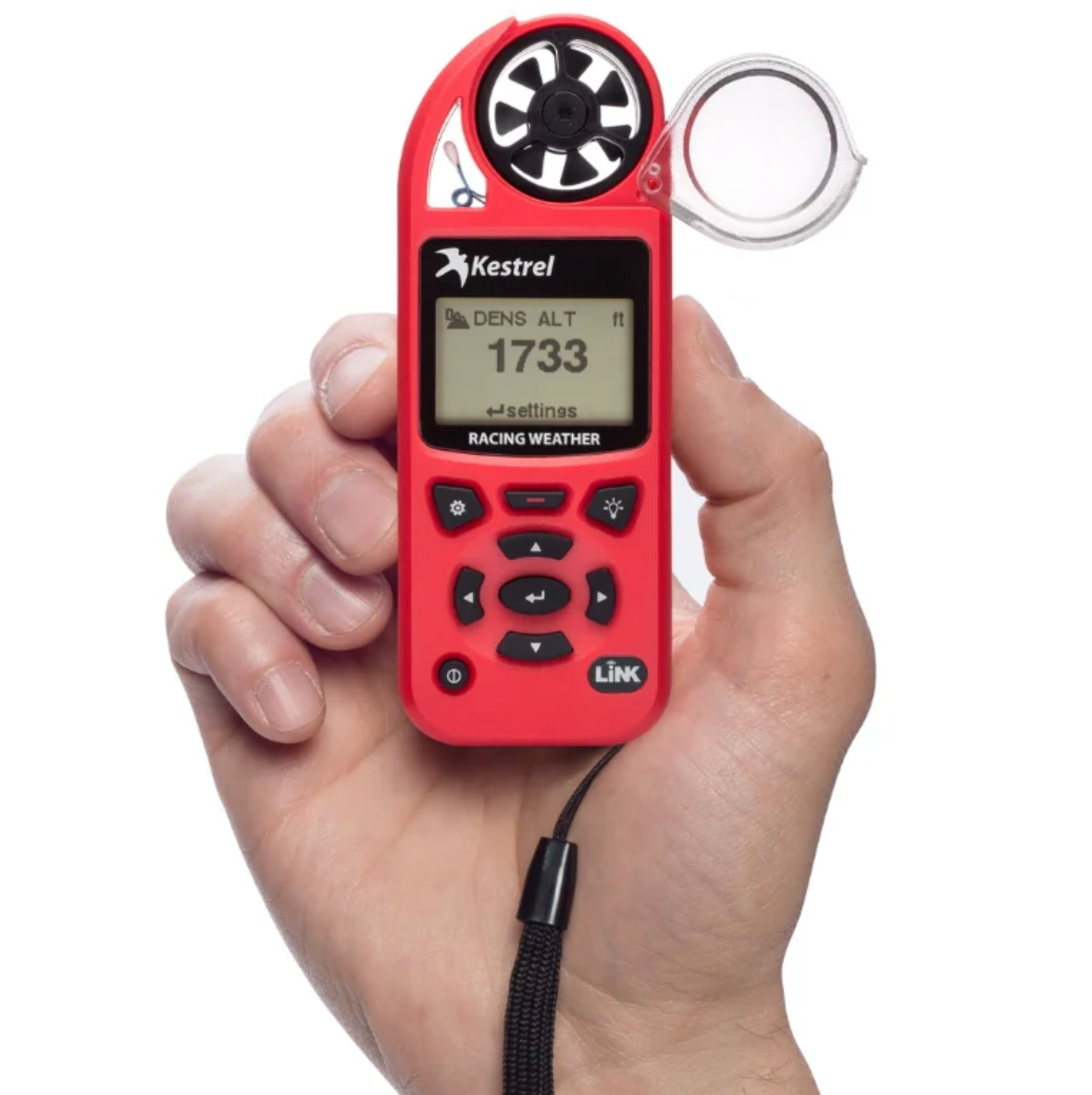 Kestrel 5100 Motor Racing Weather Meter Held In Hand