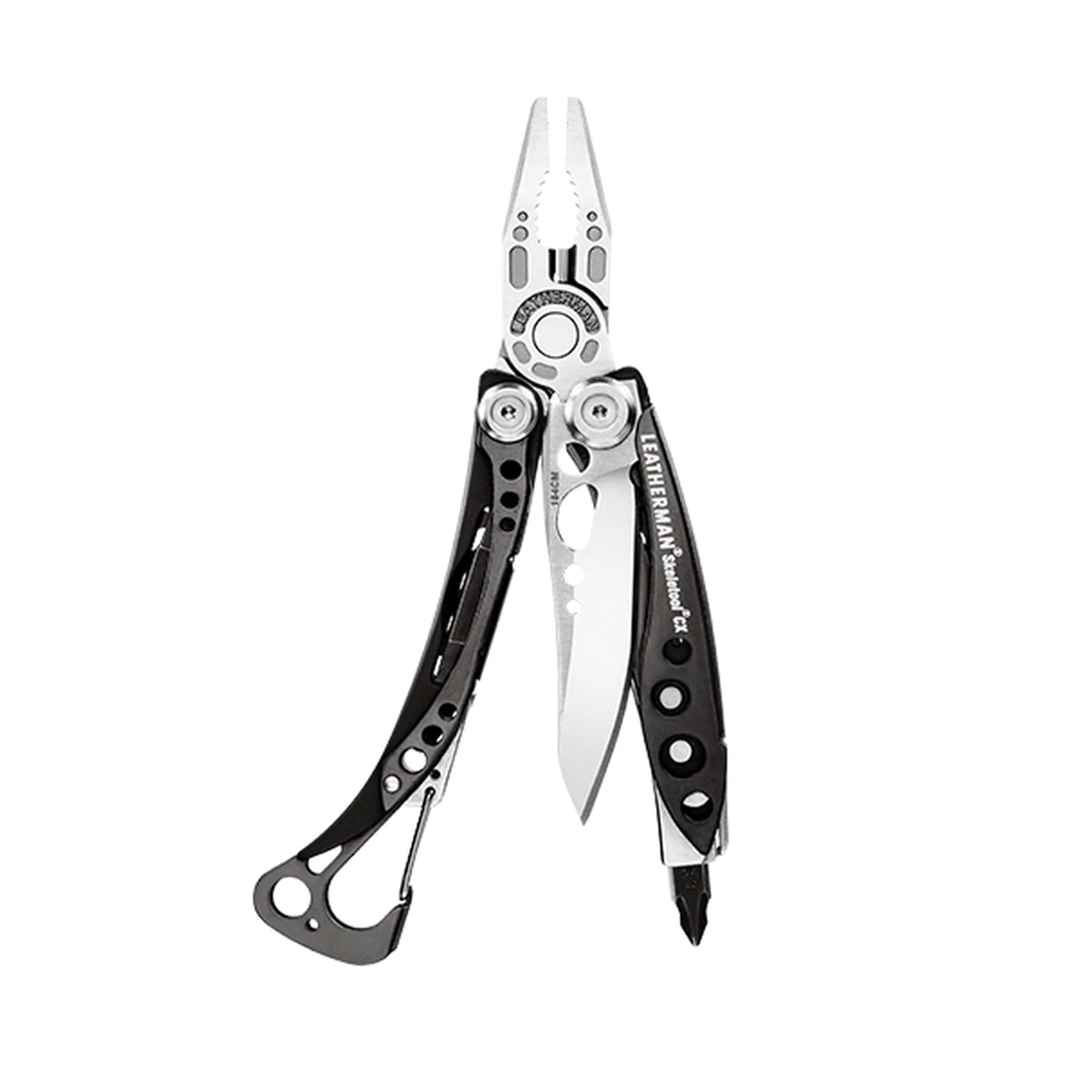 Multitool with knife blade on a white background