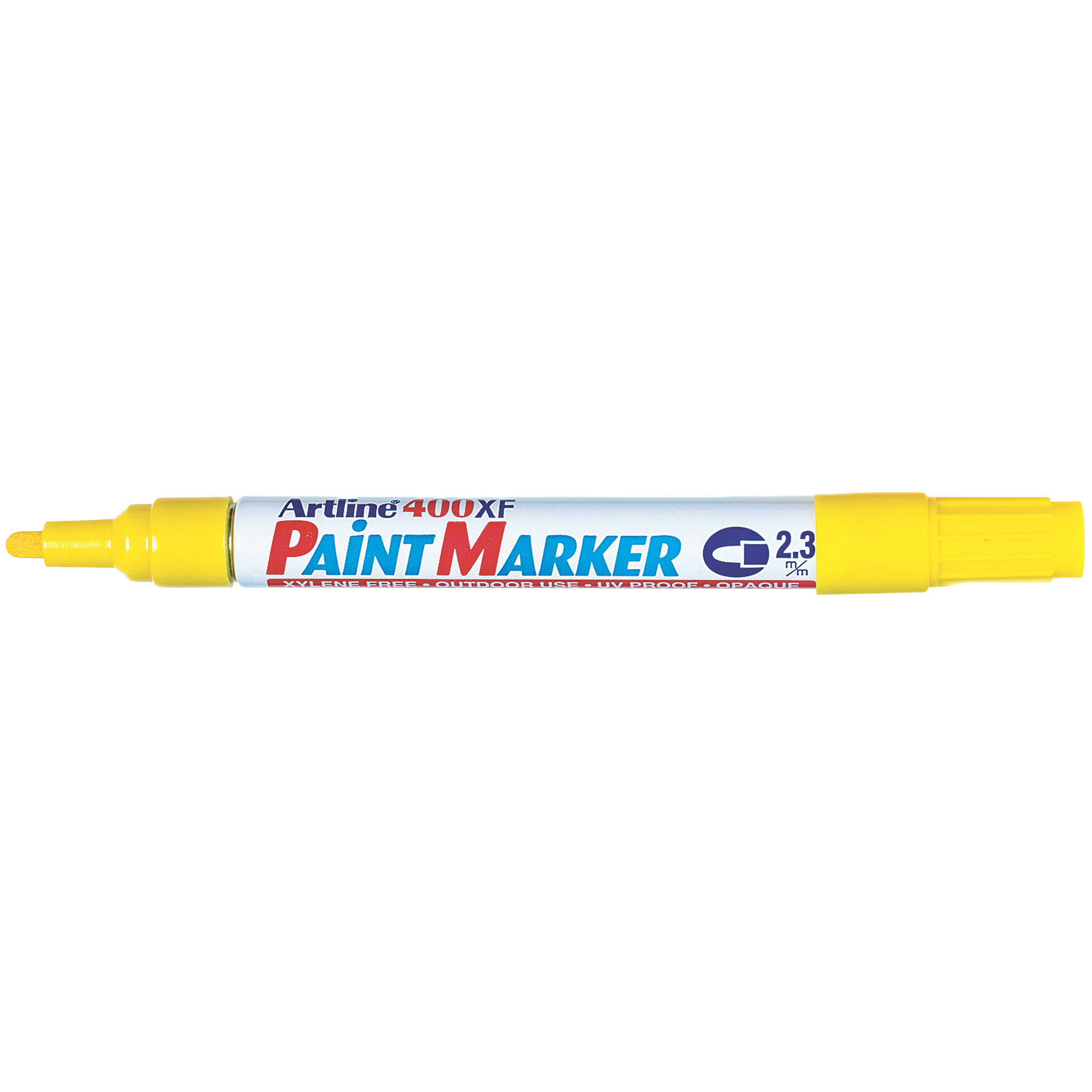 Yellow paint marker with Artline branding on a white background