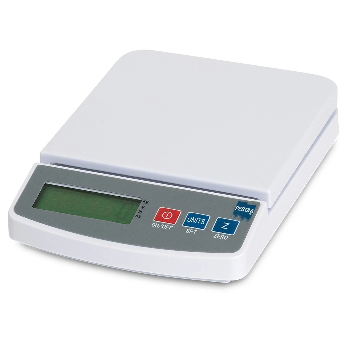 White Pesola multipurpose bench scale with LCD display