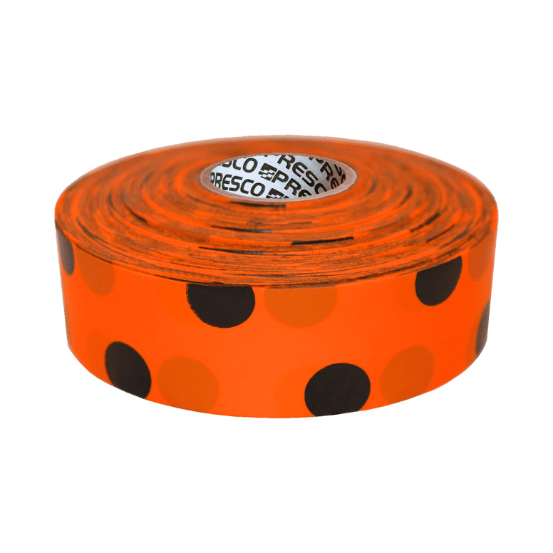 Presco Polka Dot Flagging Tape - Fluro Orange and Black