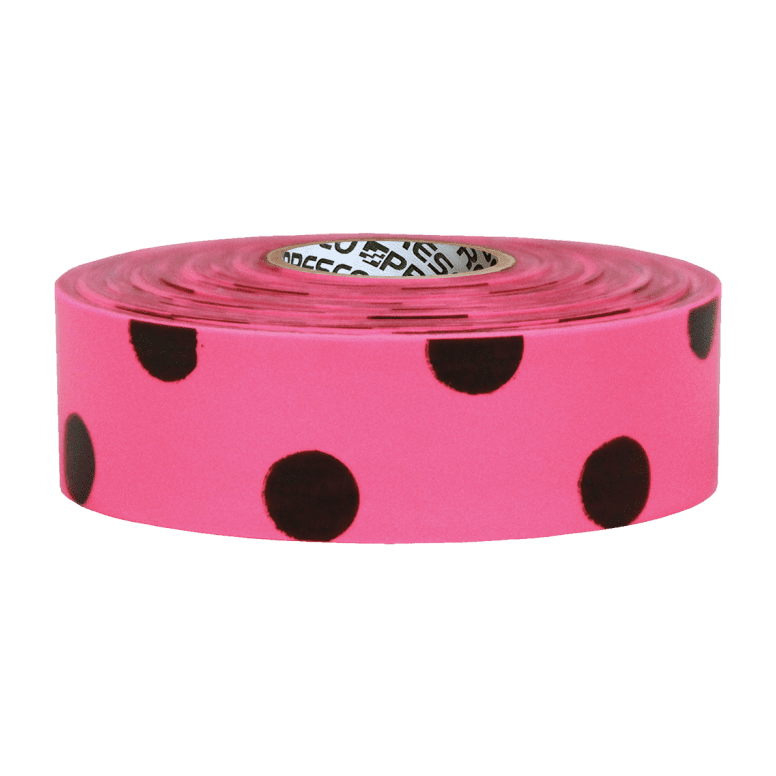 Presco Polka Dot Flagging Tape - Fluro Pink and Black