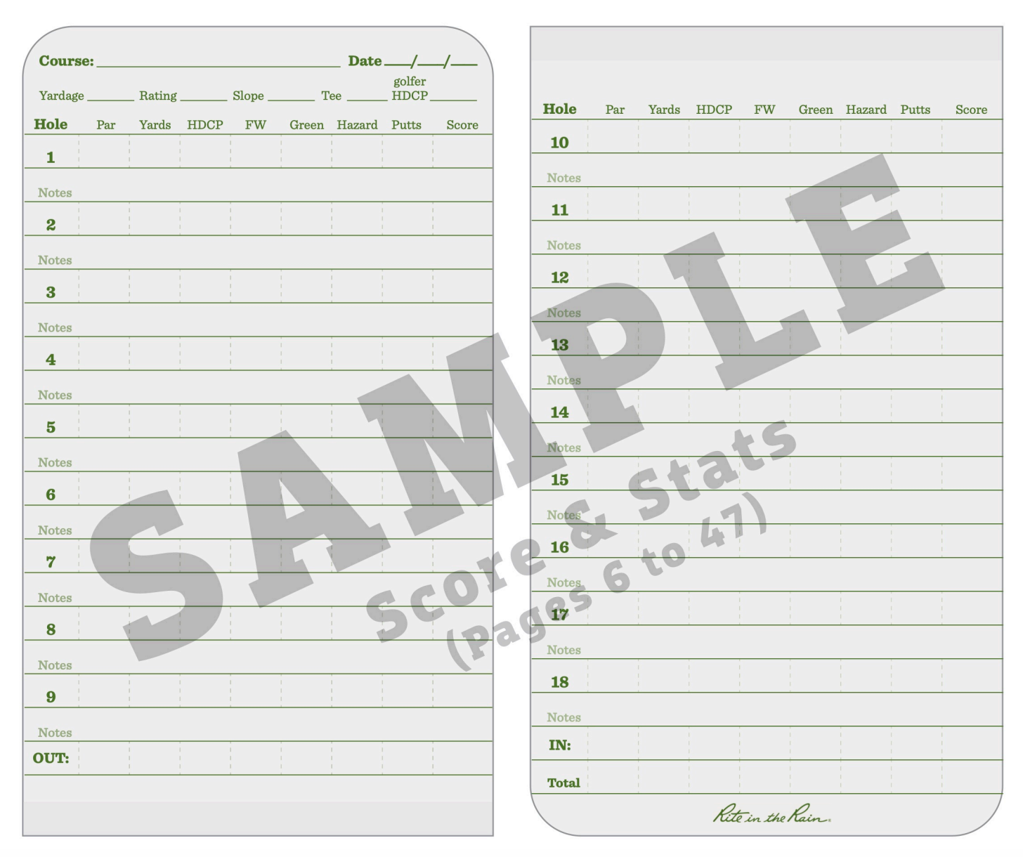 Rite in the Rain Golf Notebook