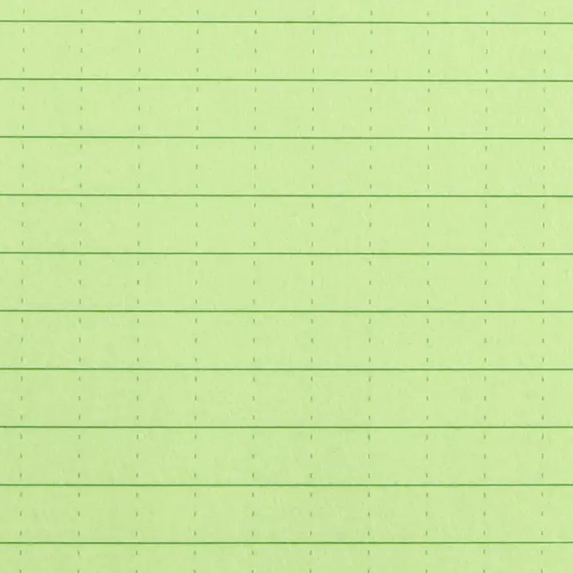 Light green lined paper with horizontal ruled lines and faint vertical dotted guides.