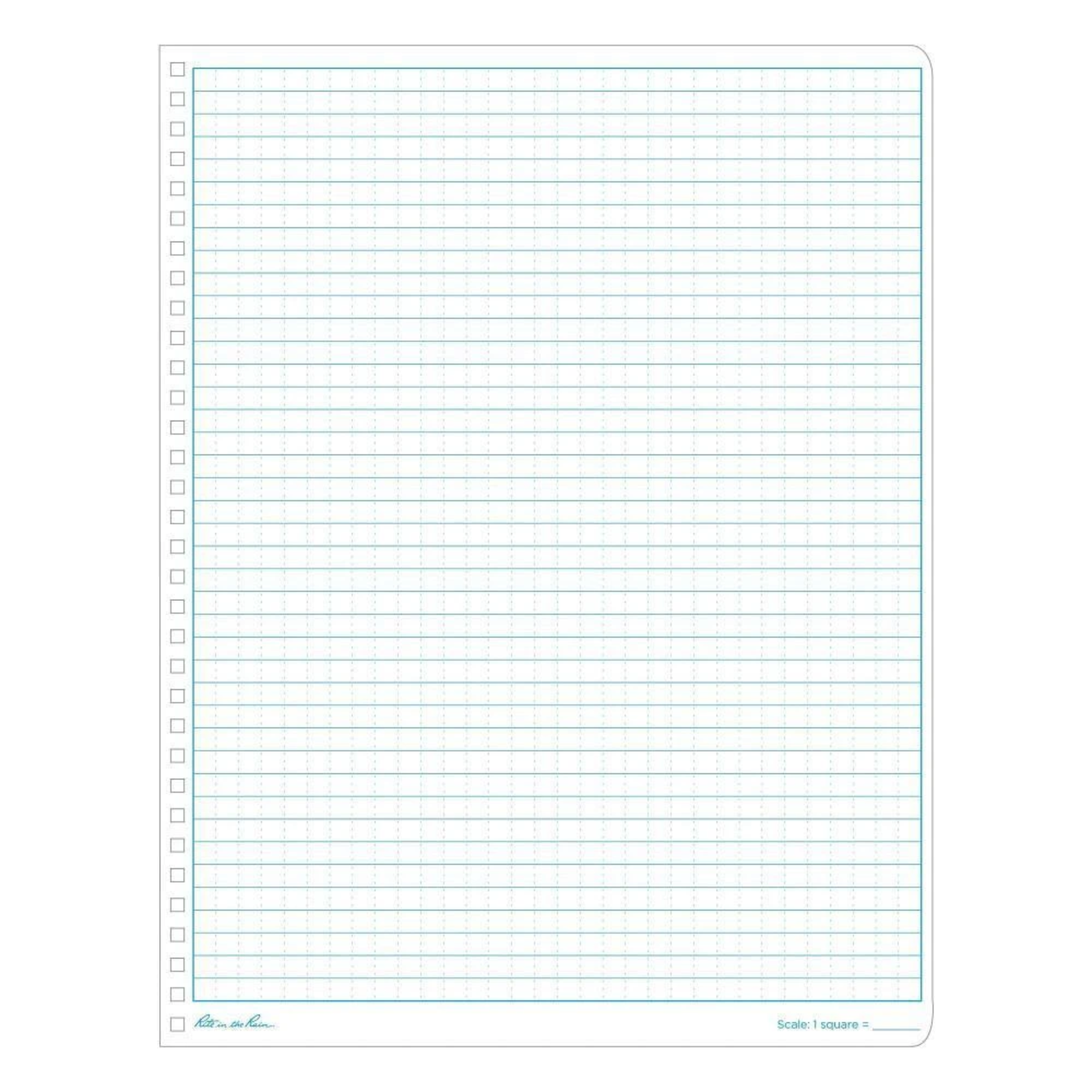 A grid layout with blue lines on a white background. 