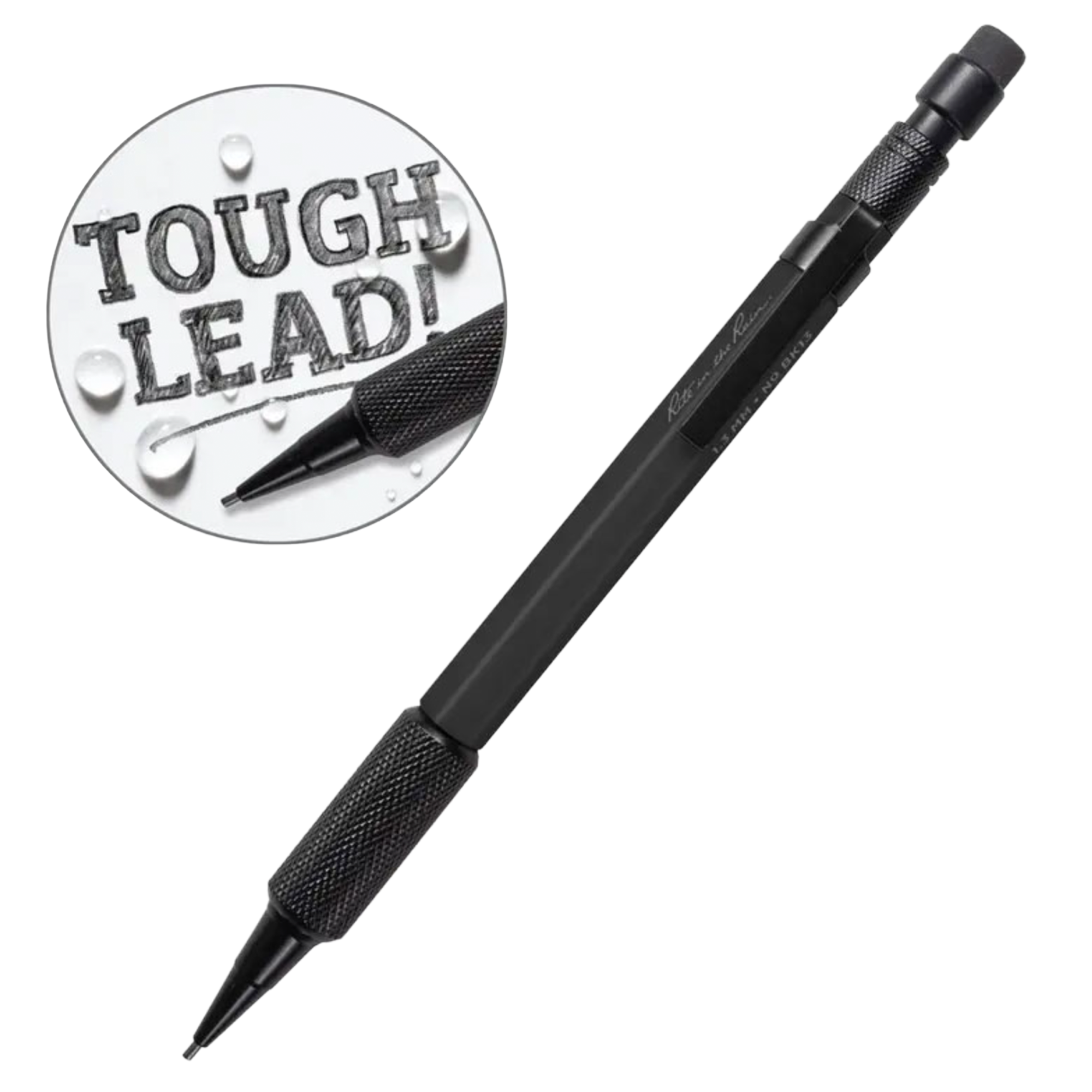 Black mechanical pencil with on a white background