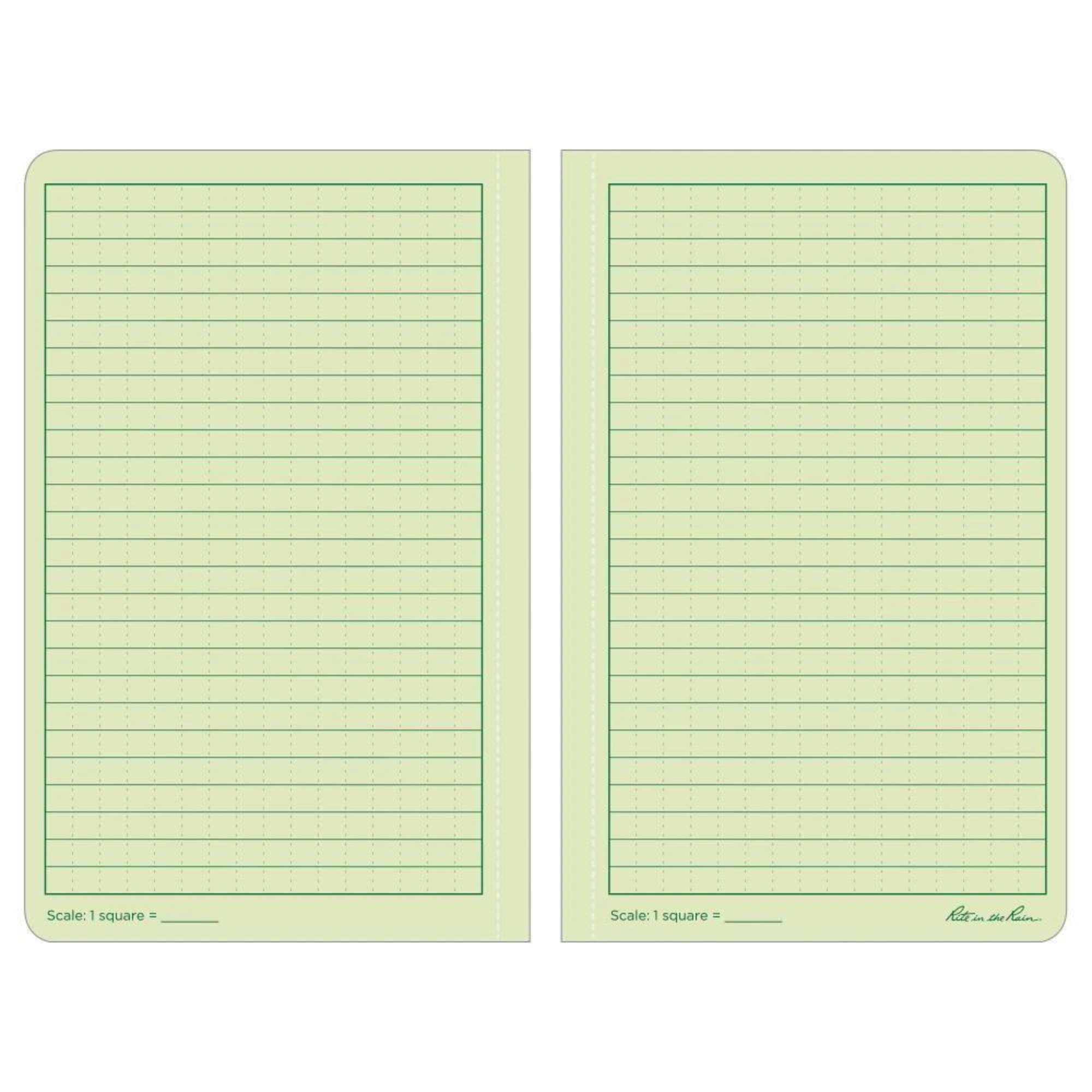 Two green ruled paper sheets with grid lines