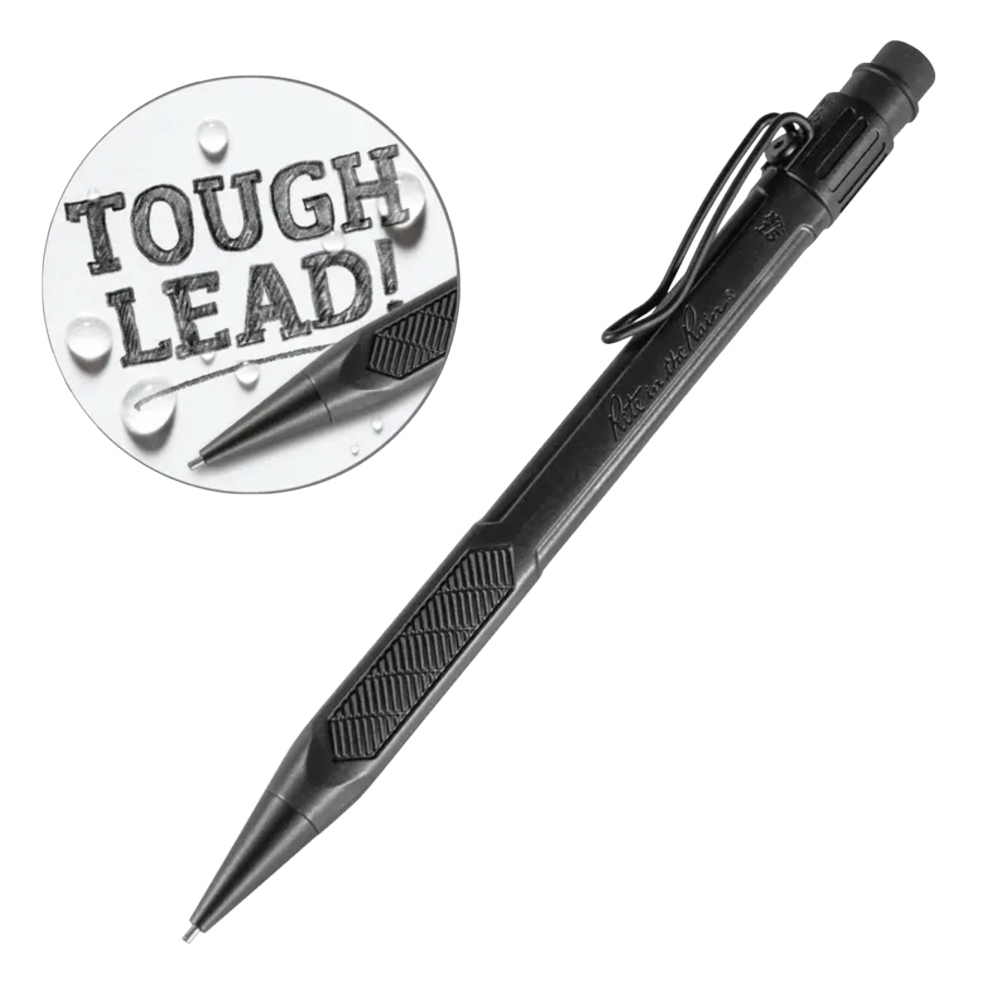 Black mechanical pencil on a white background