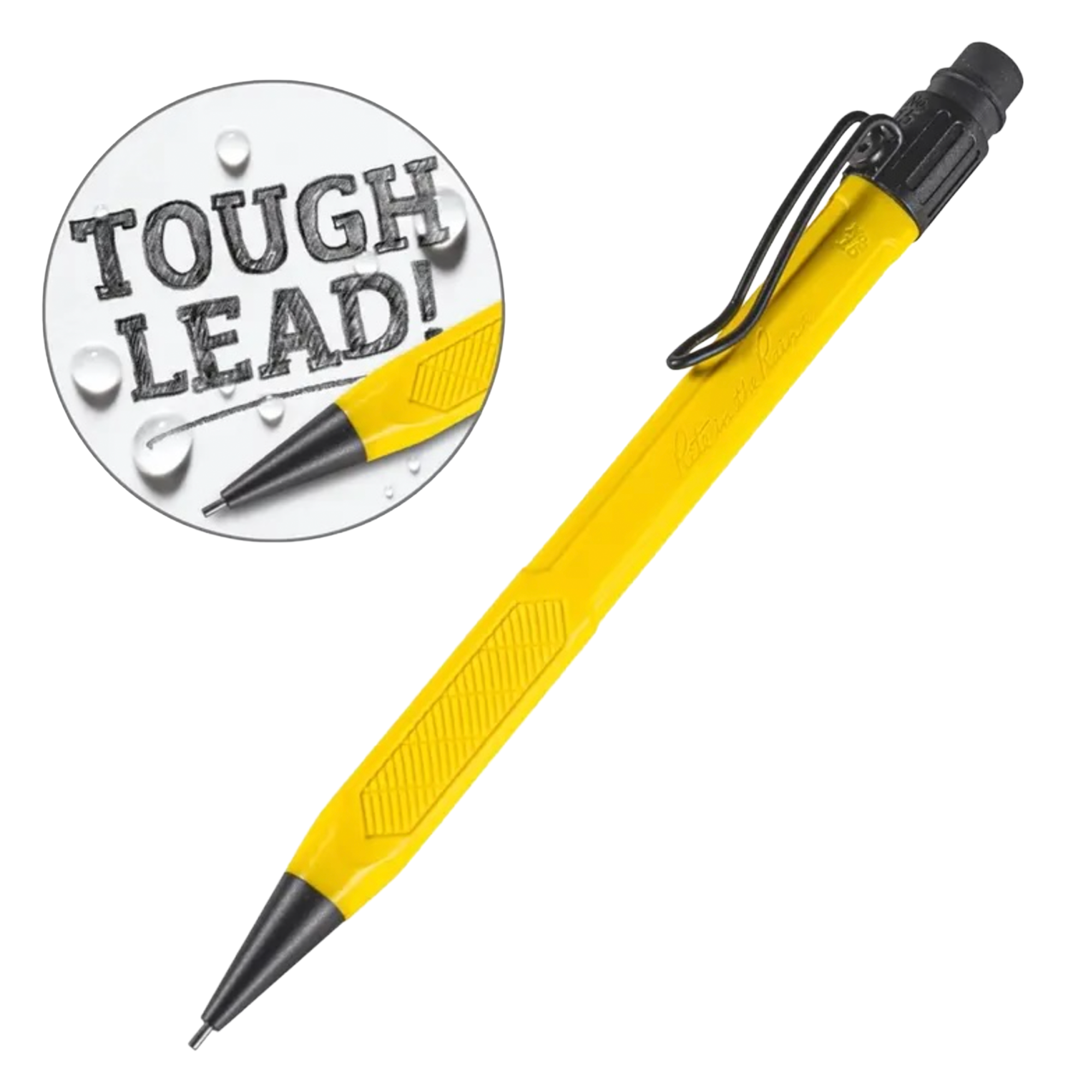 Yellow mechanical pencil on a white background