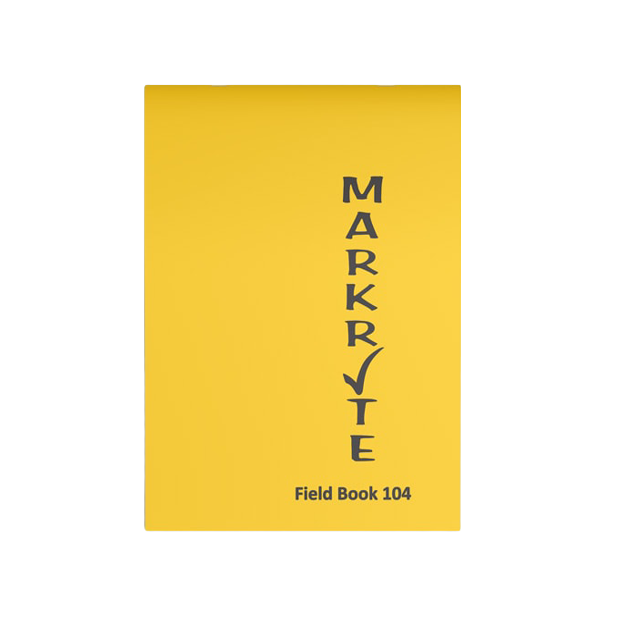 Yellow notebook with 'Markrite' and 'Field Book 104' text on a white background